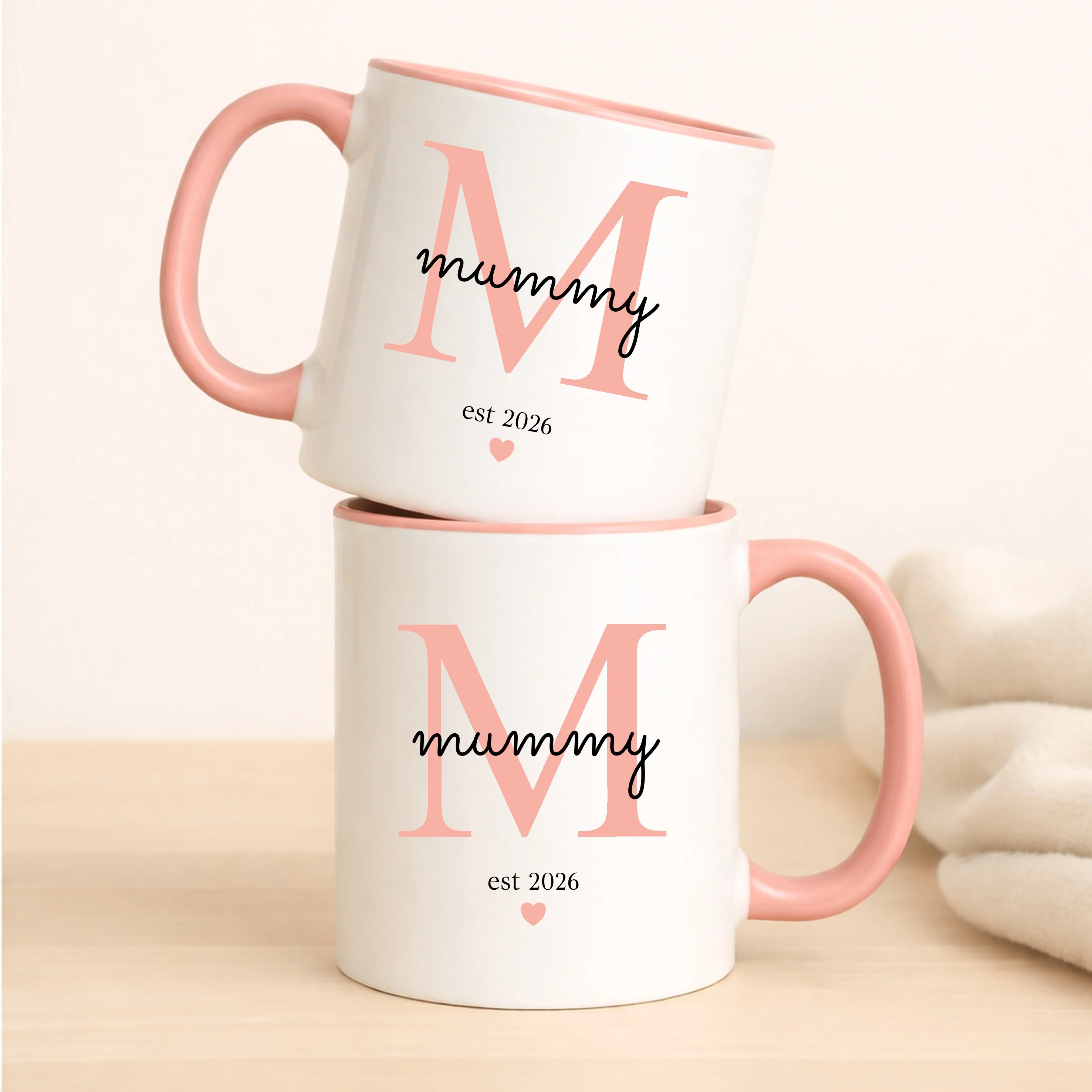 Personalised Promoted To Mummy & Daddy Est Pink & Blue Mug Set - Image 3