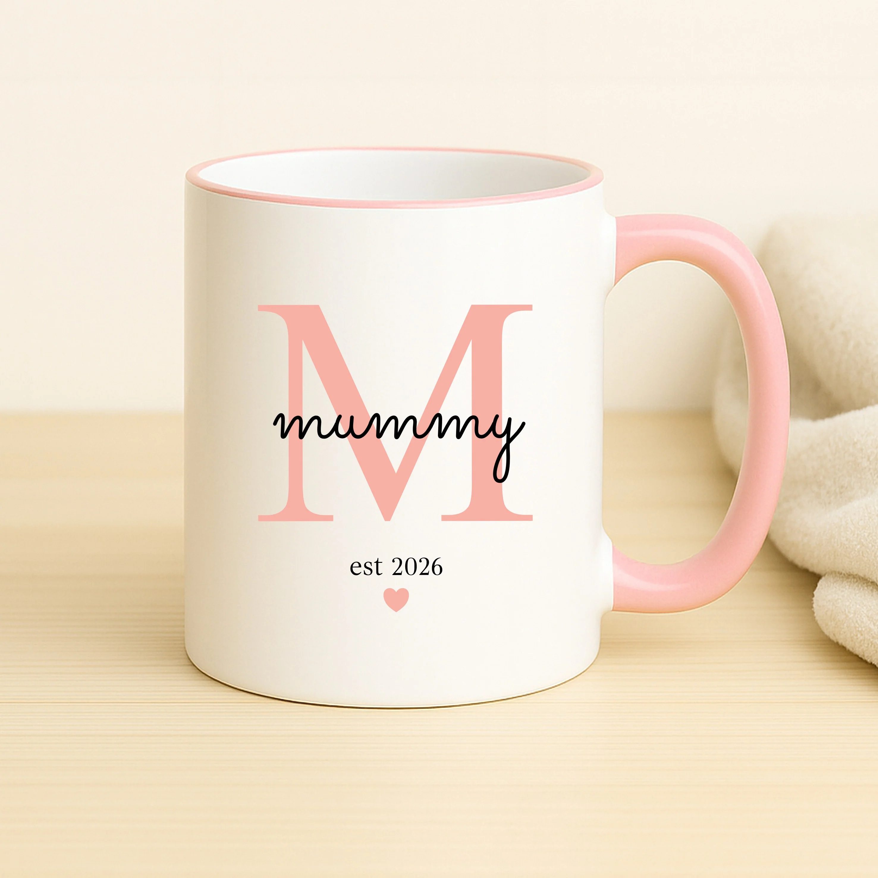 Personalised Promoted To Mummy & Daddy Est Pink & Blue Mug Set - Image 4
