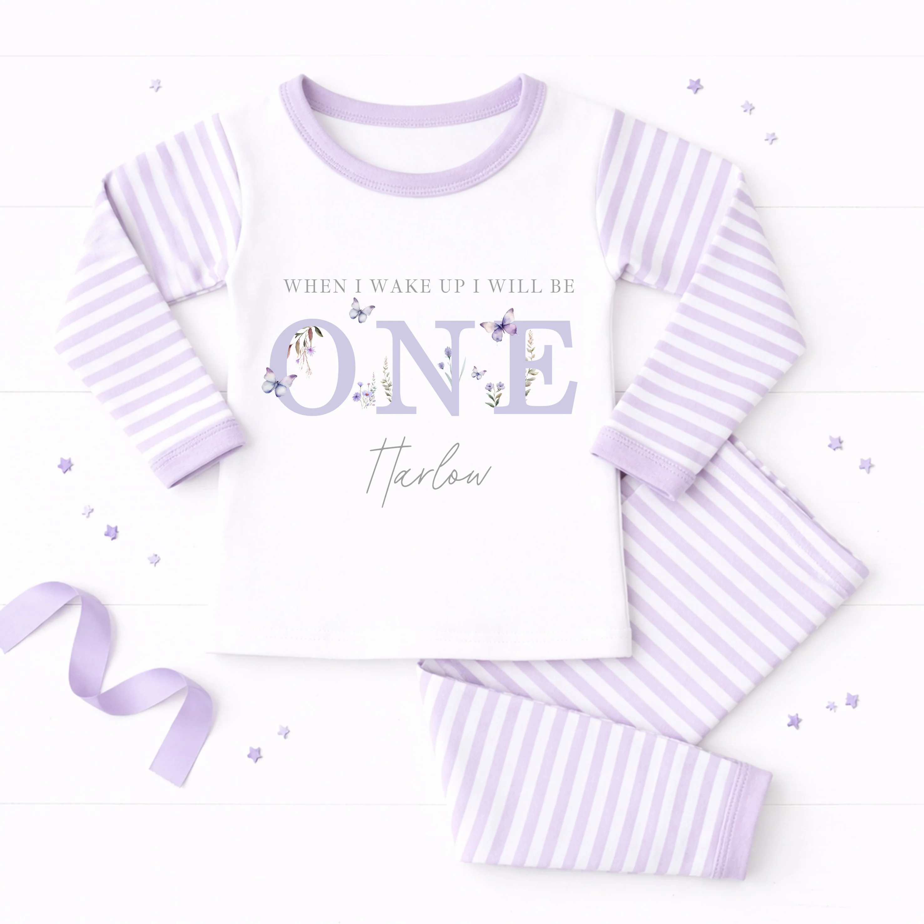 Personalised Purple Butterfly First Birthday Pyjamas - Image 3