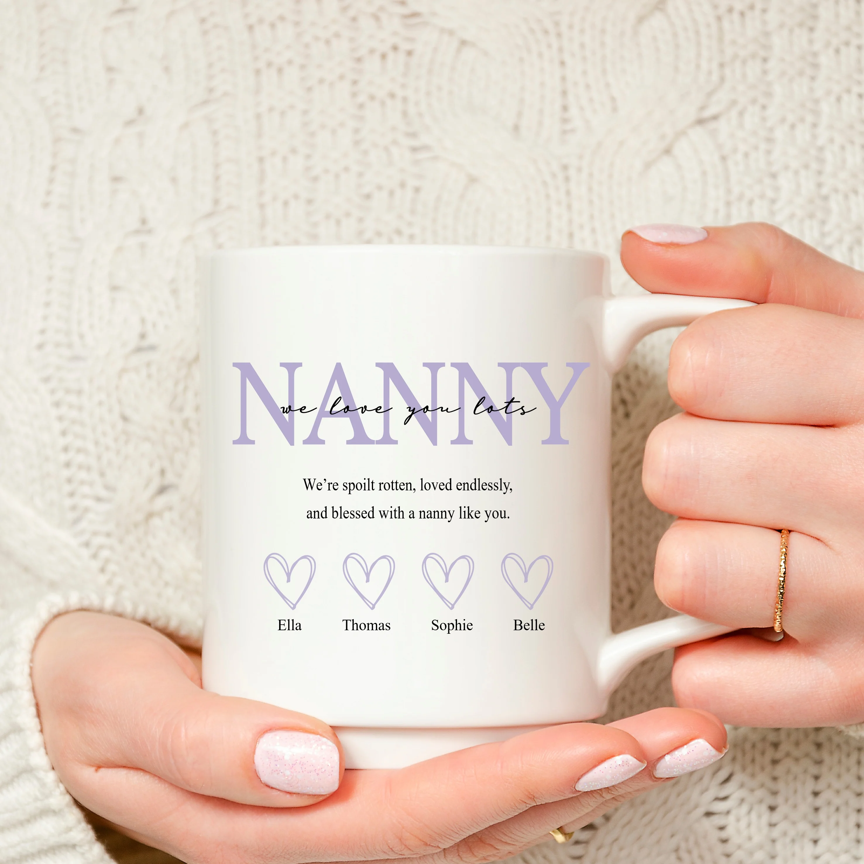 Personalised Purple Nanny We Love You Mug - Image 3