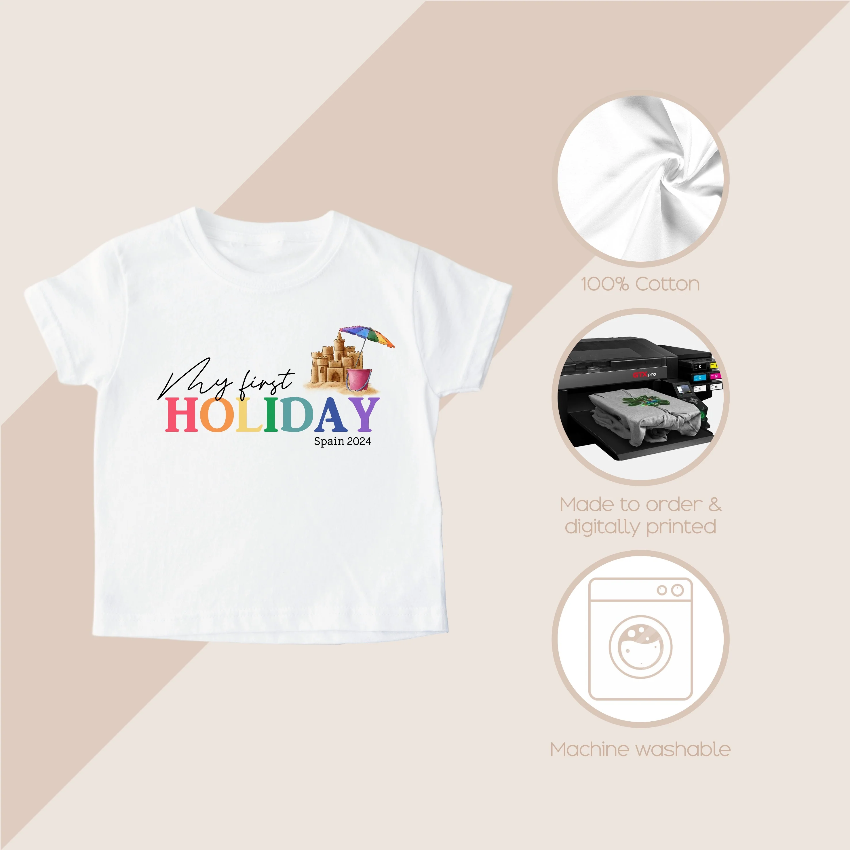 Personalised Rainbow My First Holiday T-shirt - Image 3