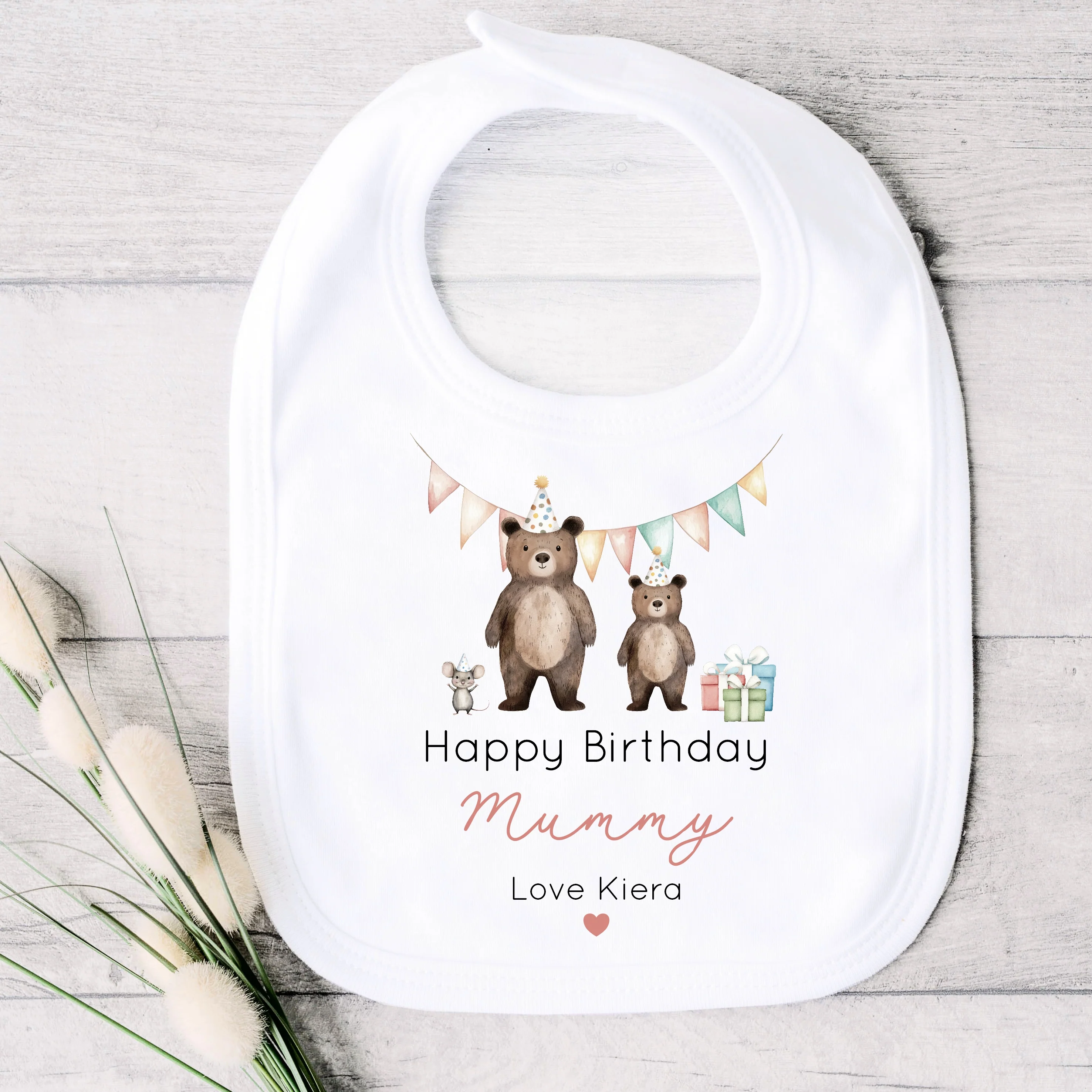 Personalised Red Bears Happy Birthday Mummy Baby Grow or Vest - Image 4