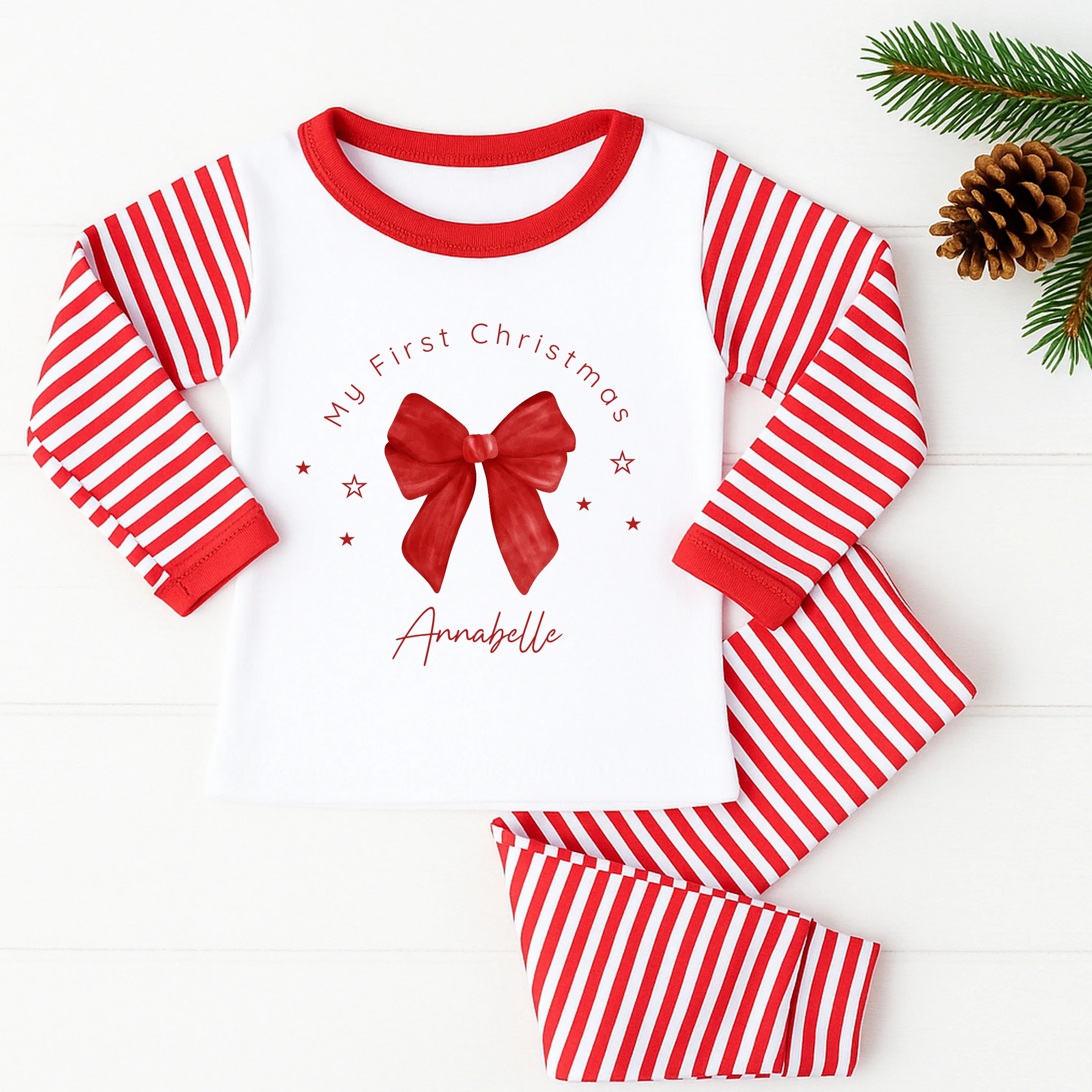 Personalised Red Bow Christmas Pyjamas - Image 2