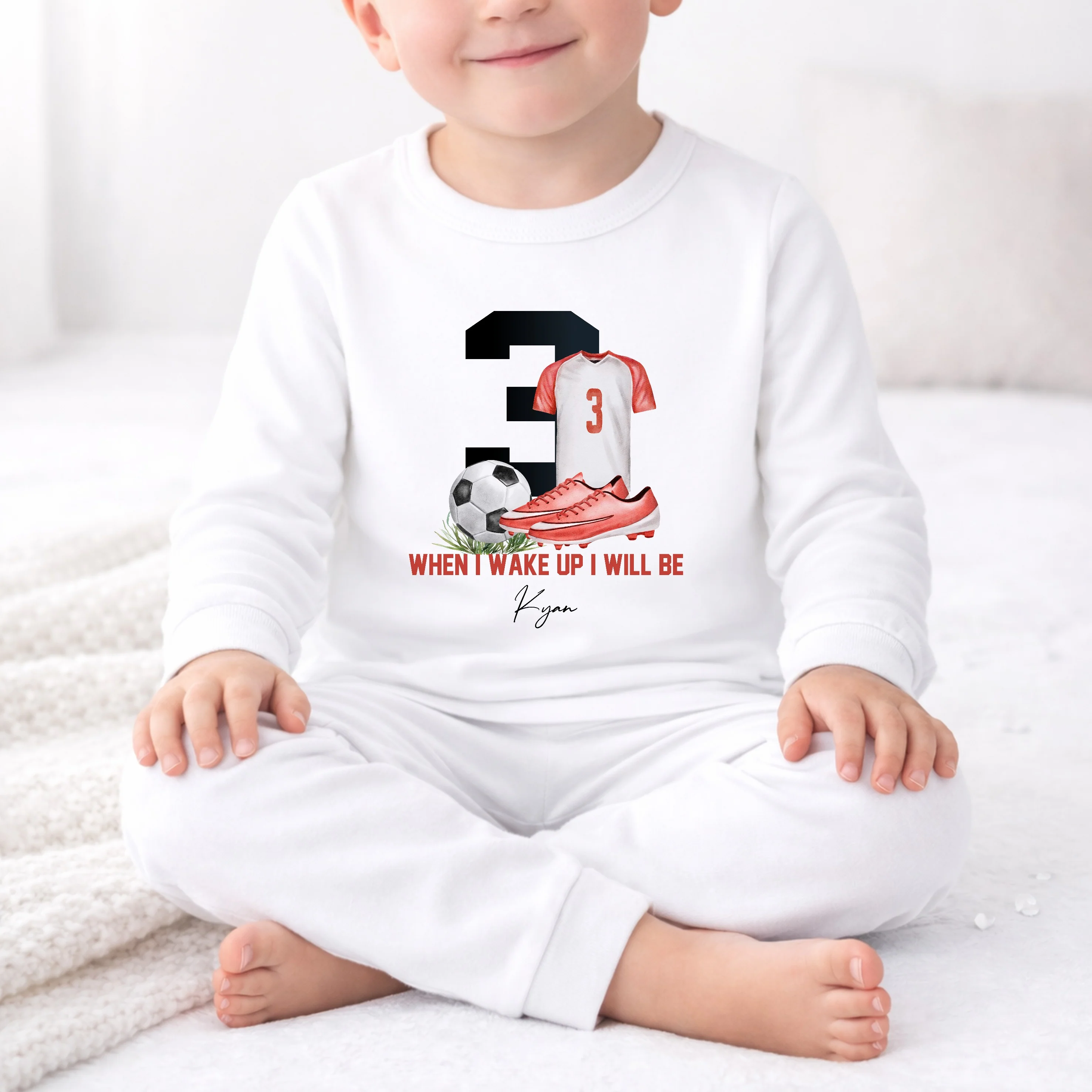 Personalised Red Football Any Age Birthday Pyjamas - Image 4