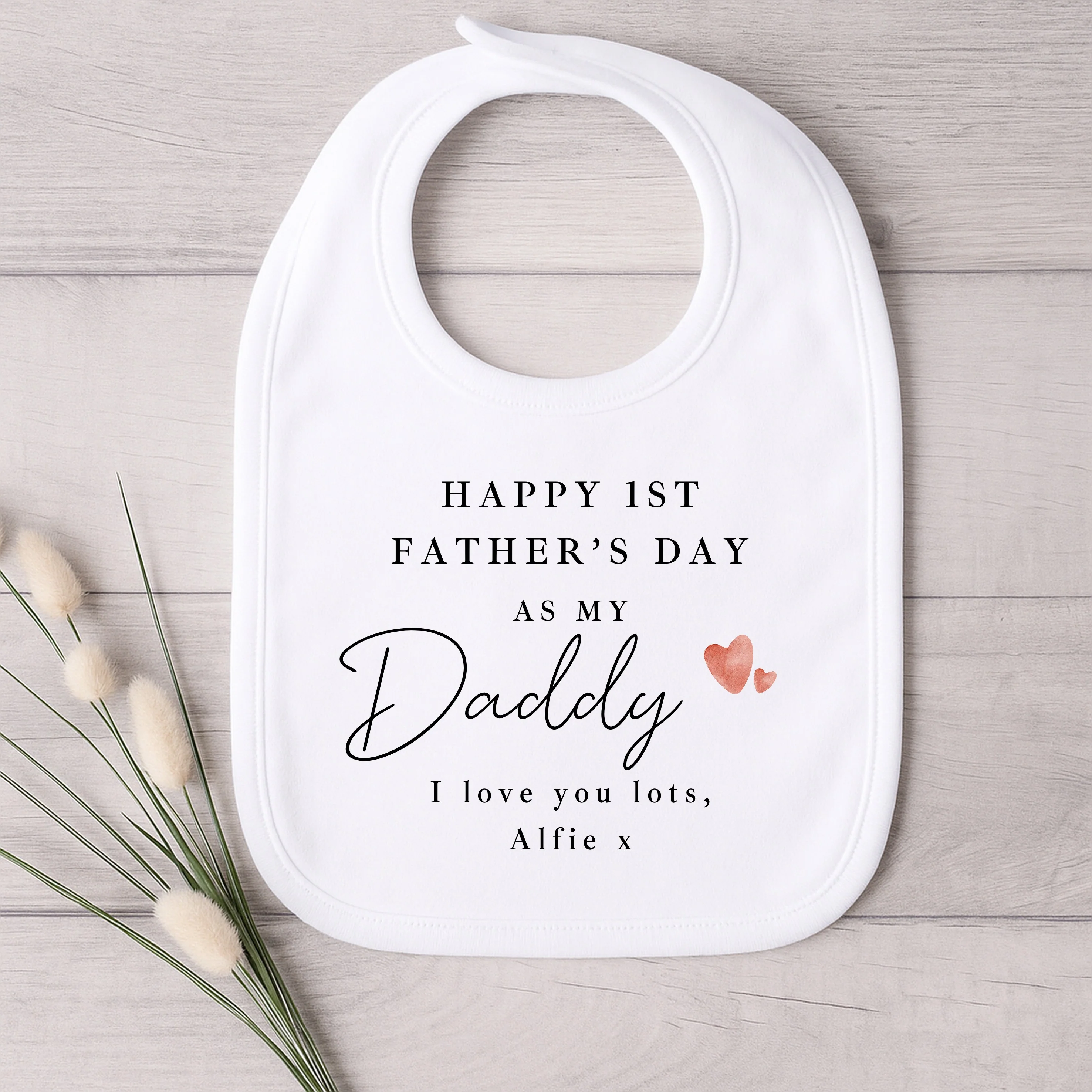 Personalised Red Hearts Our First Father's Day Baby Grow or Vest - Image 3