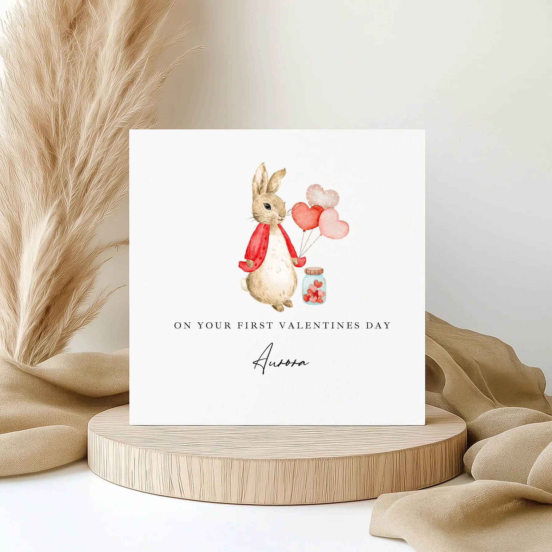 Personalised Red Rabbit First Valentine's Day Card - Image 3