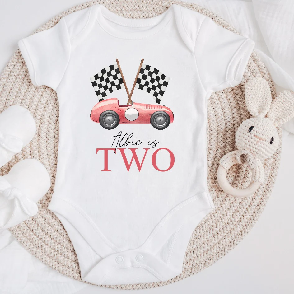 Personalised Red Racecar First Birthday Vest - Image 2