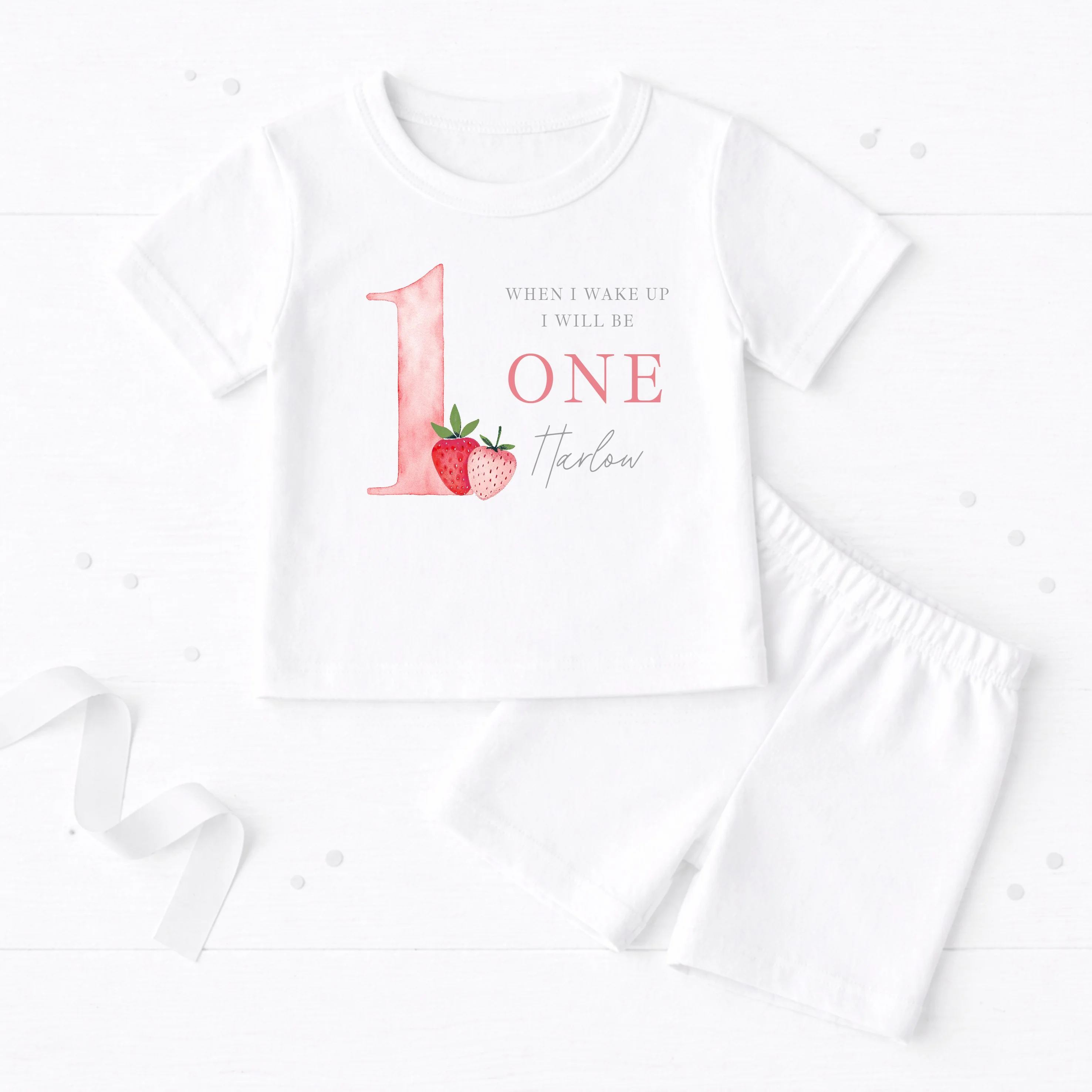 Personalised Red Strawberries Short Sleeve Birthday Pyjamas - Image 4