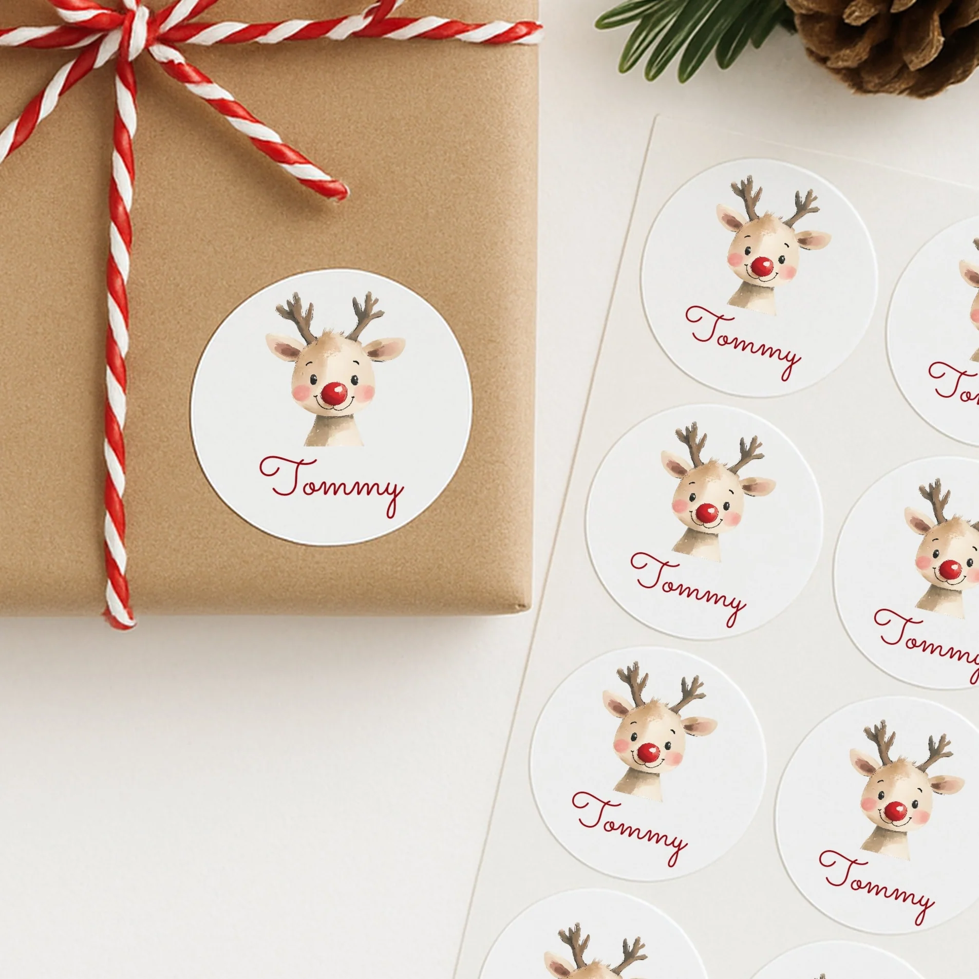 Personalised Reindeer Christmas Stickers