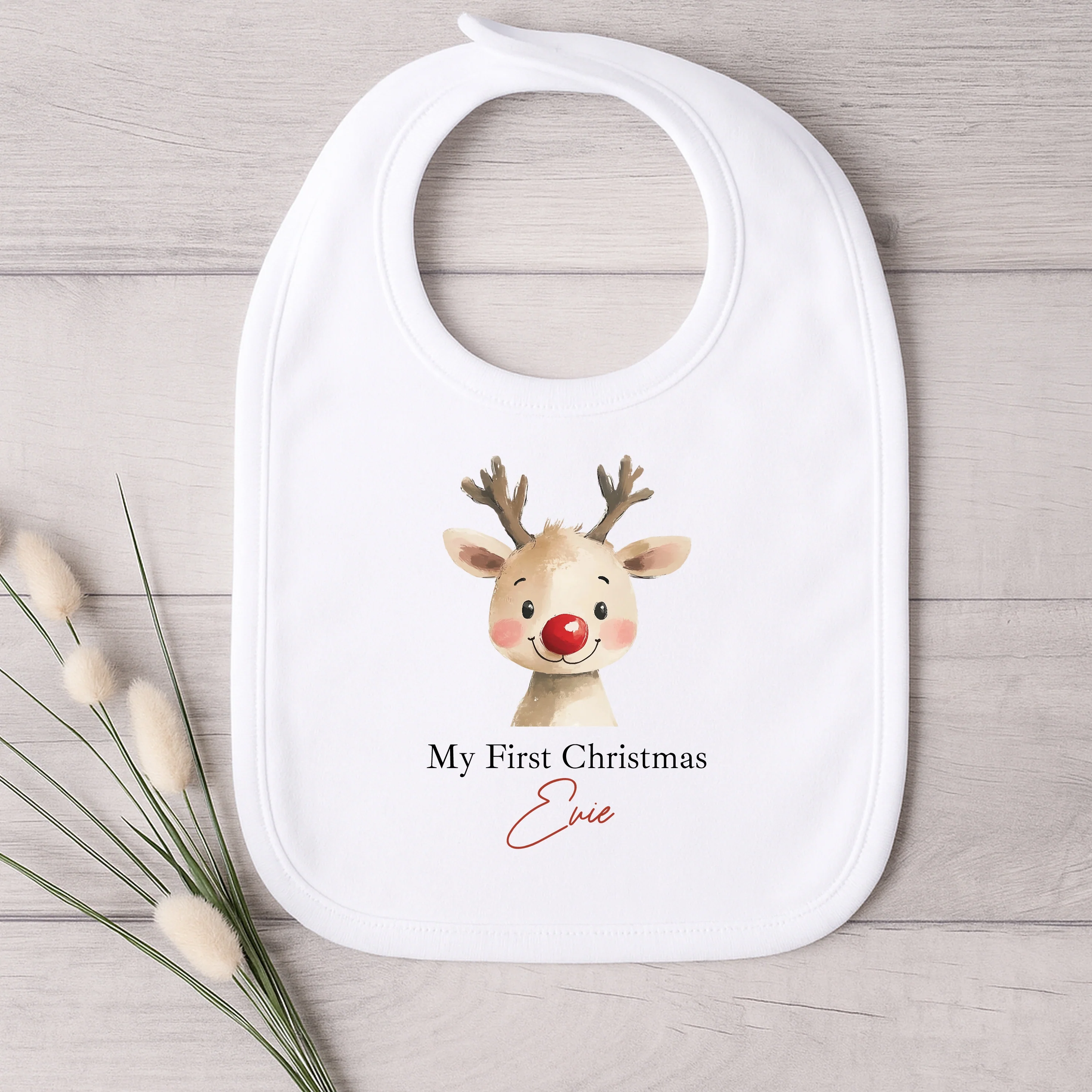 Personalised Reindeer My First Christmas Baby Grow, Vest or Bib - Image 3