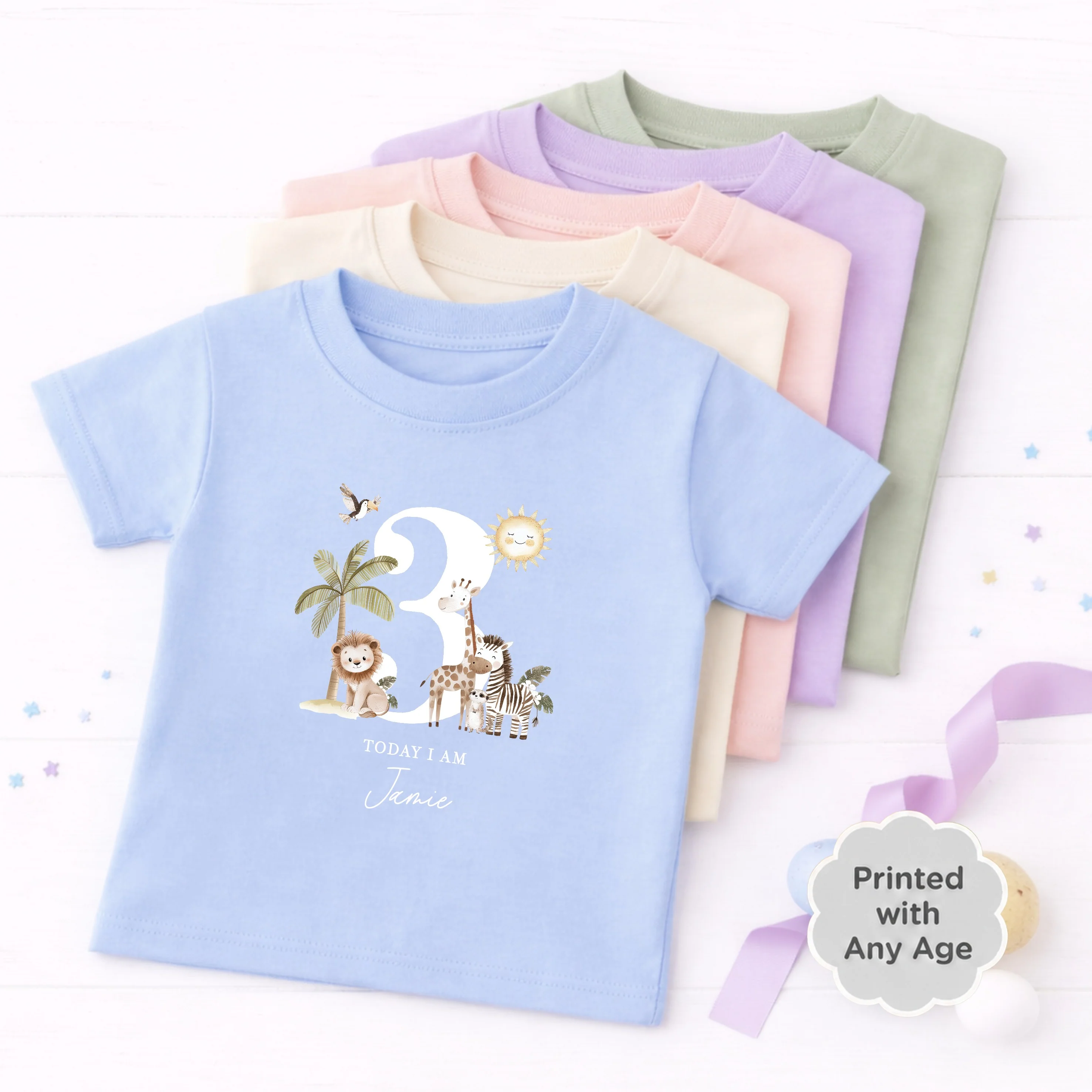 Personalised Safari All Ages It's My Birthday T-Shirt