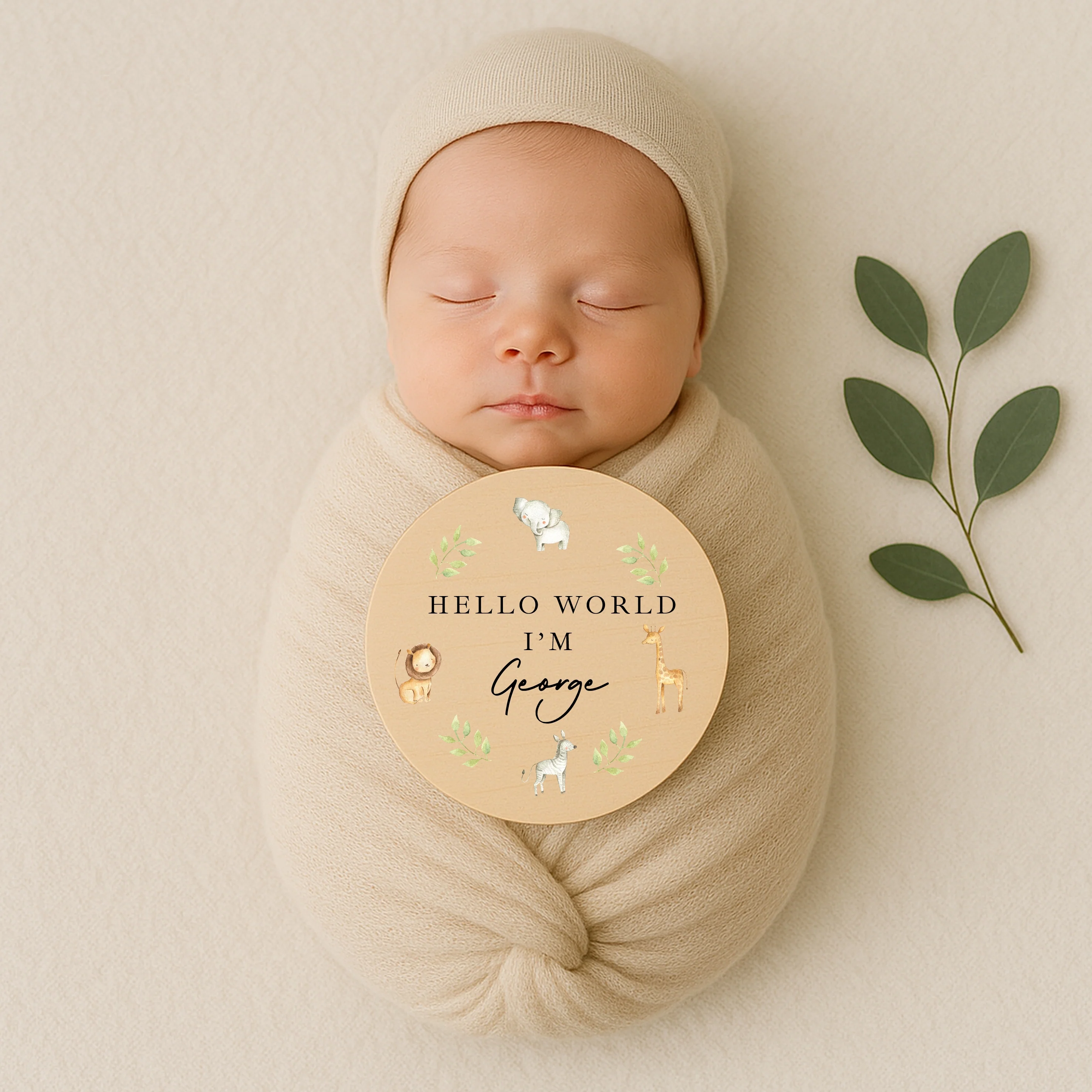 Personalised Safari Animals Wooden Announcement Plaque - Image 3