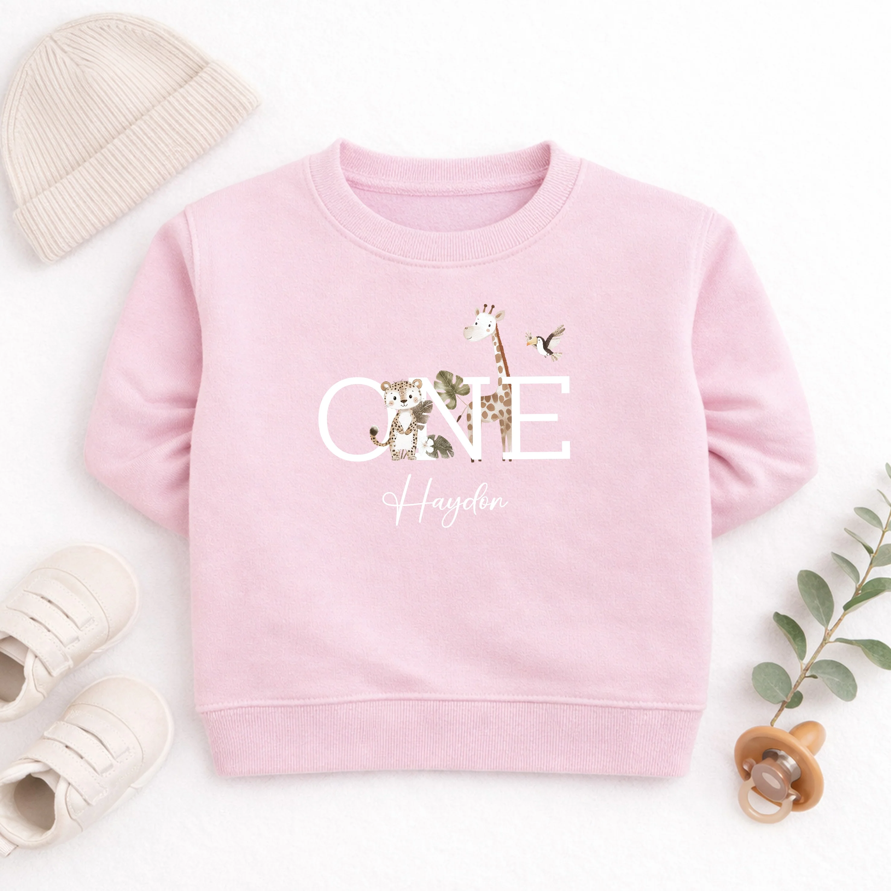 Personalised Safari Jungle One First Birthday Jumper - Image 4