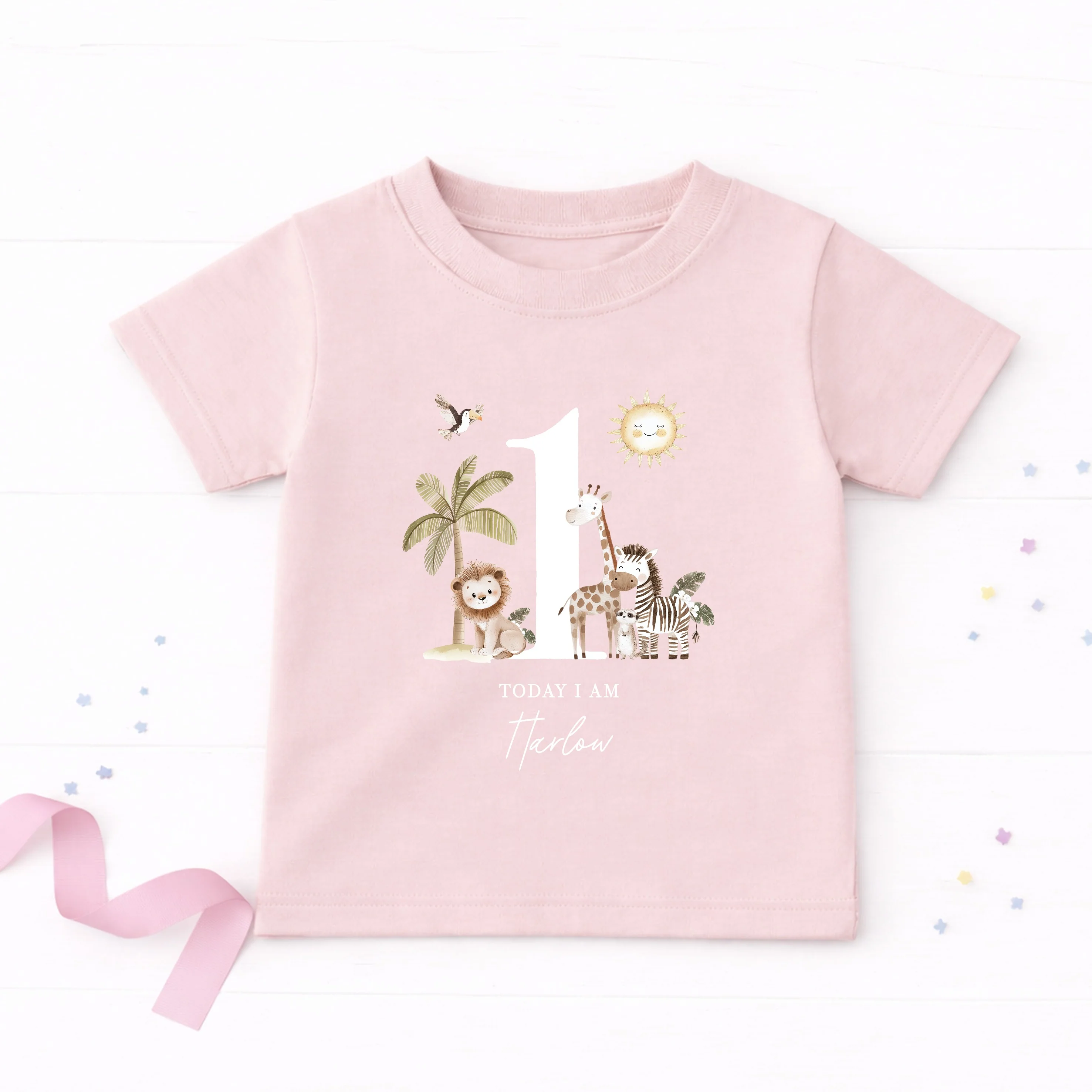 Personalised Safari Today I am One First Birthday T-Shirt - Image 4