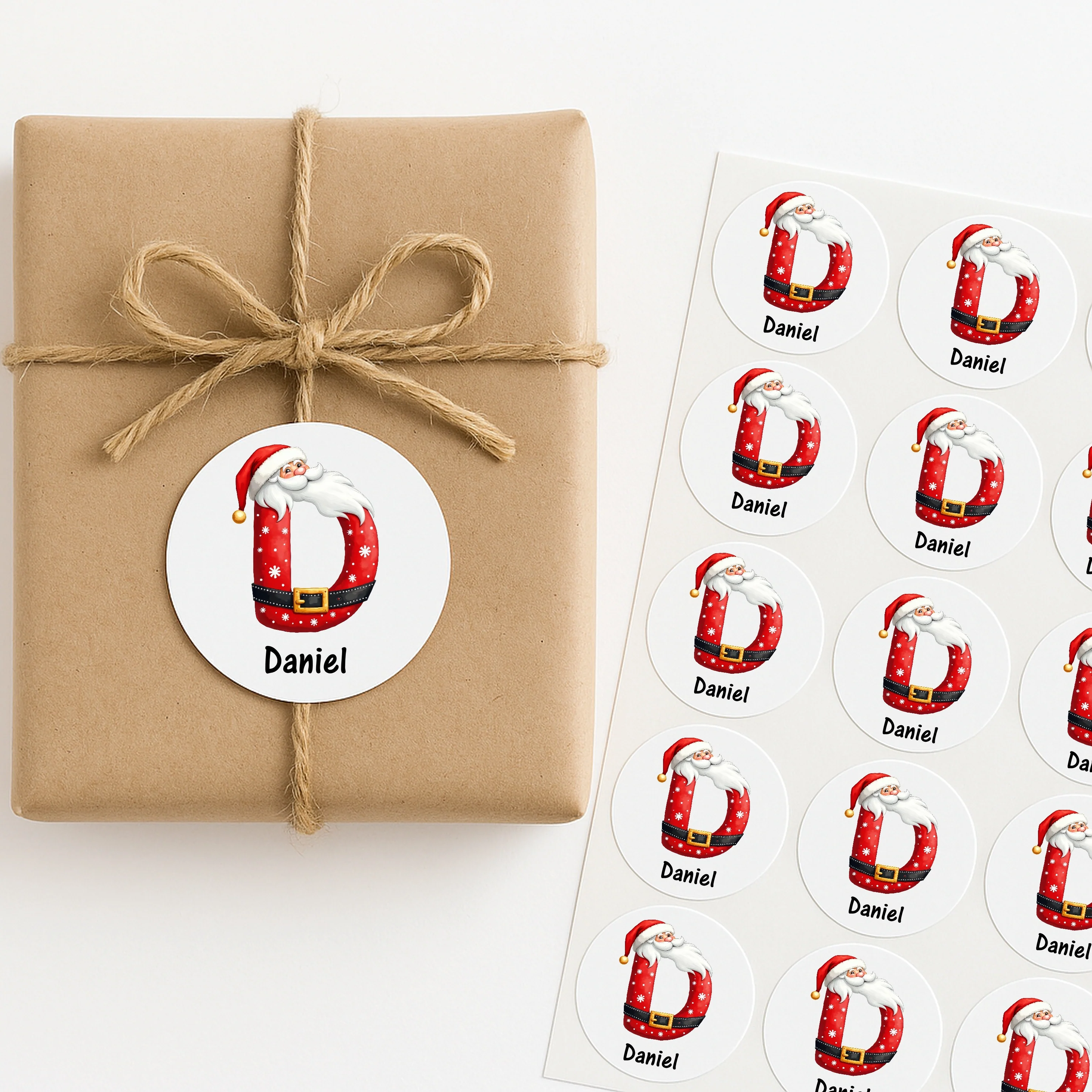 Personalised Santa Initial Christmas Stickers - Image 4
