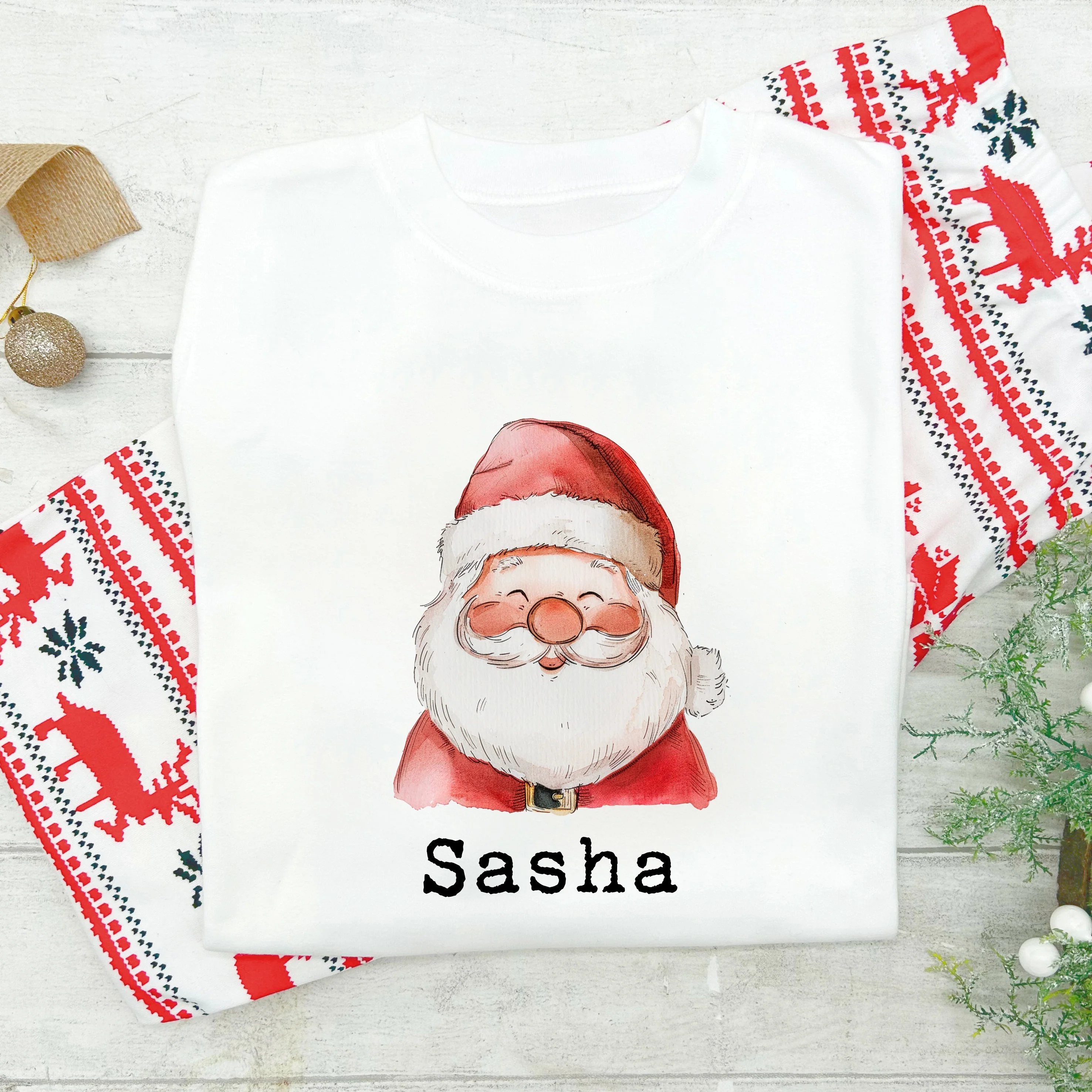 Personalised Santa Matching Christmas T-shirts With Optional Trousers - Image 3