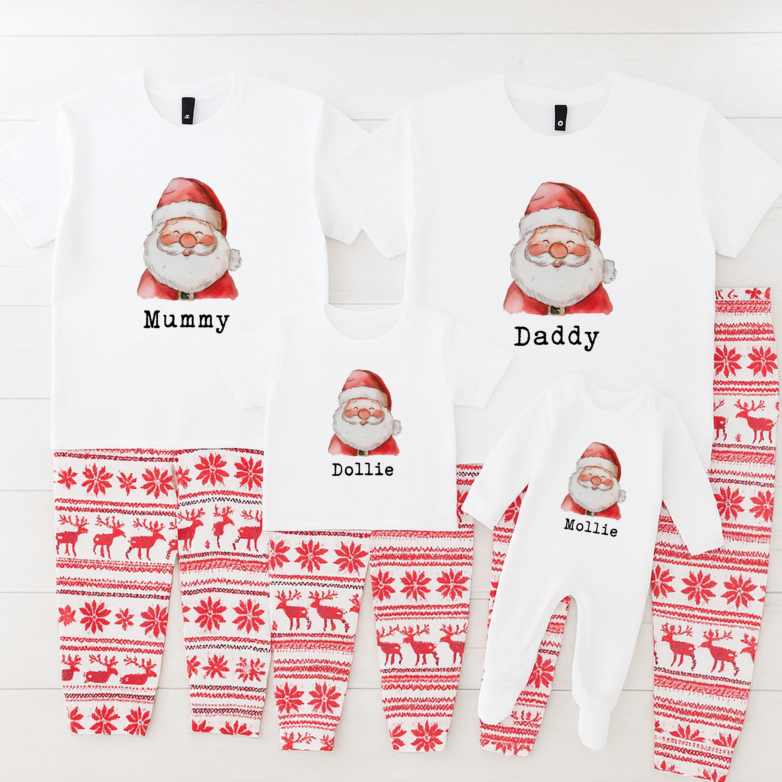 Personalised Santa Matching Christmas T-shirts With Optional Trousers - Image 4