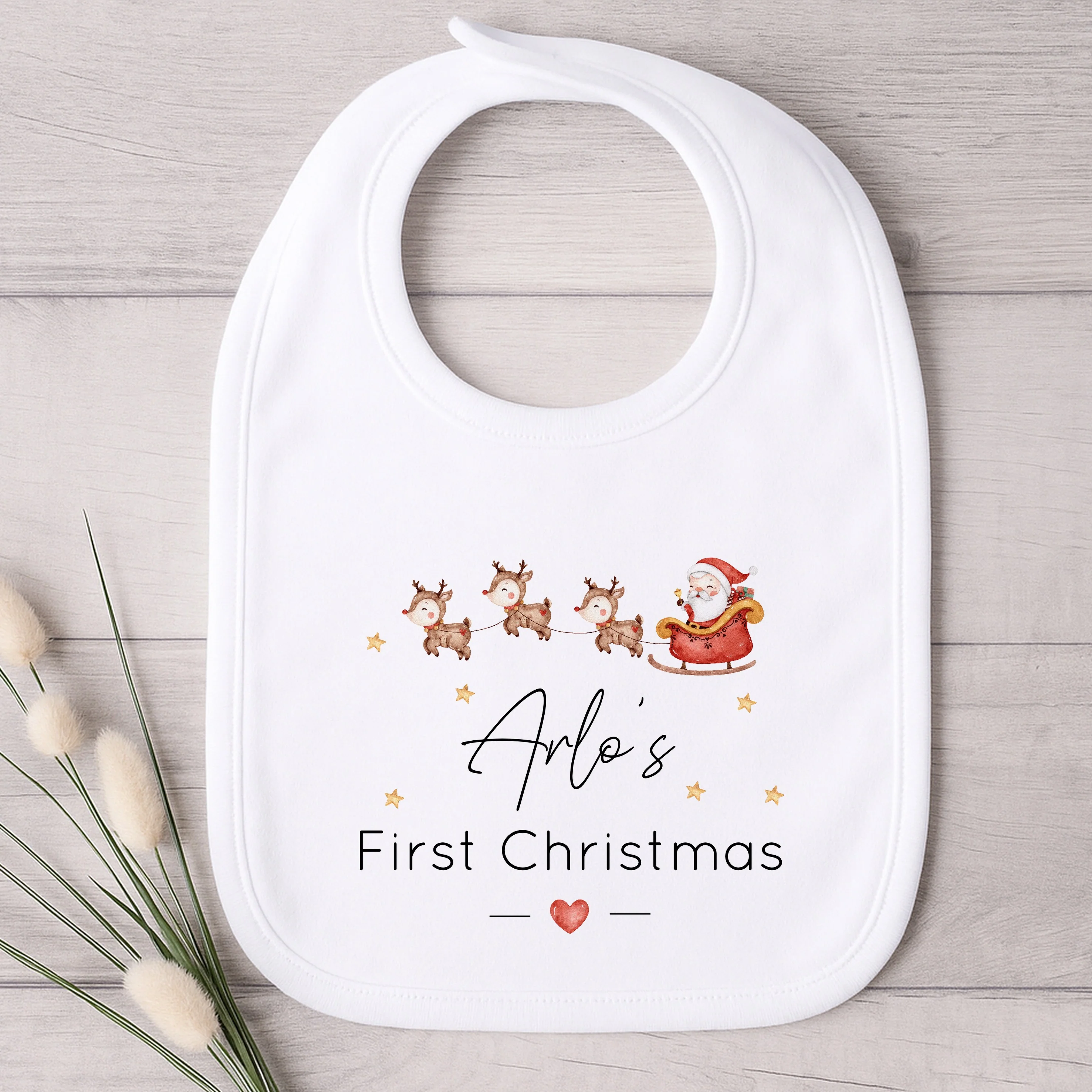 Personalised Santa Sleigh My First Christmas Baby Grow, Vest or Bib - Image 3