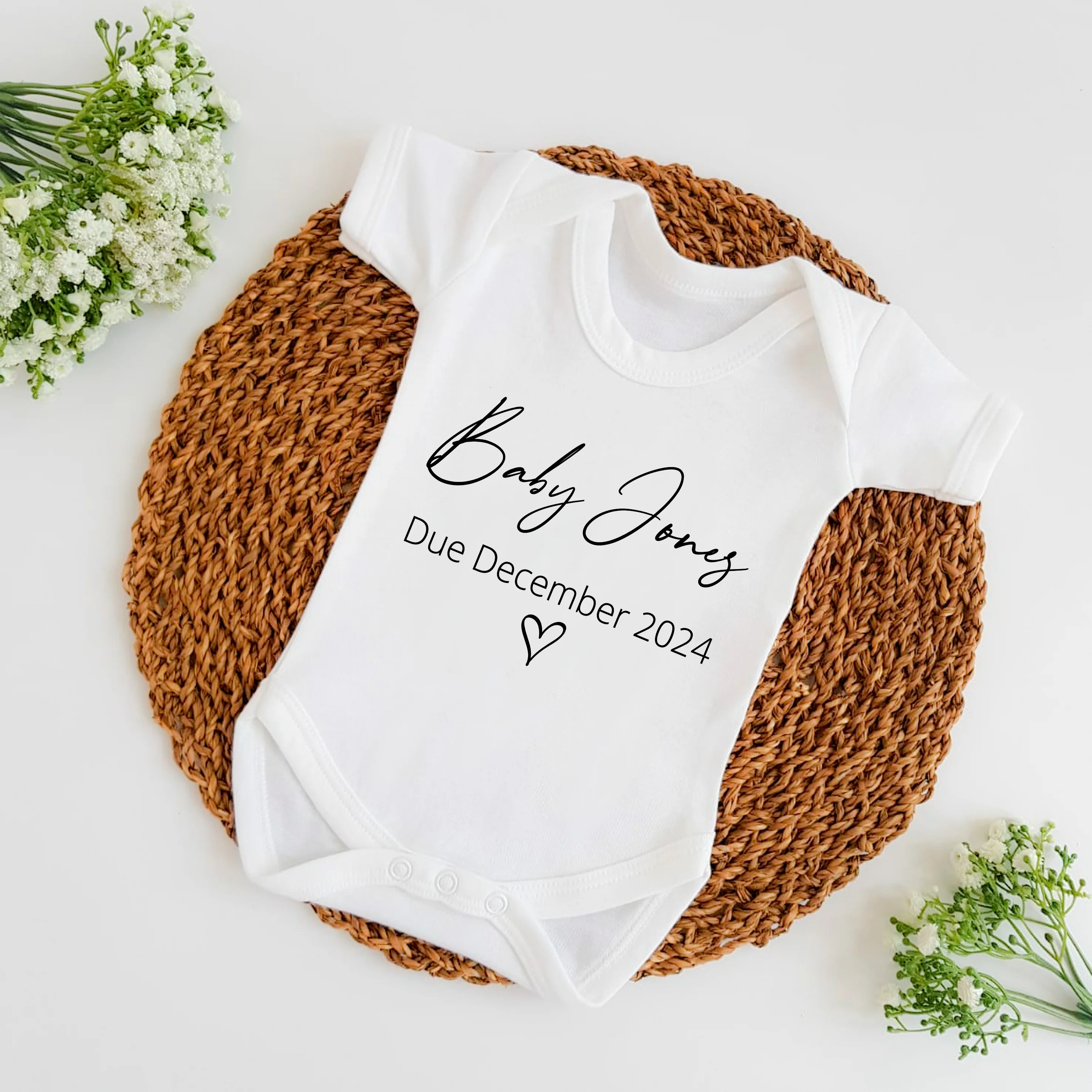 Personalised Script Baby Name Baby Announcement Vest - Image 2