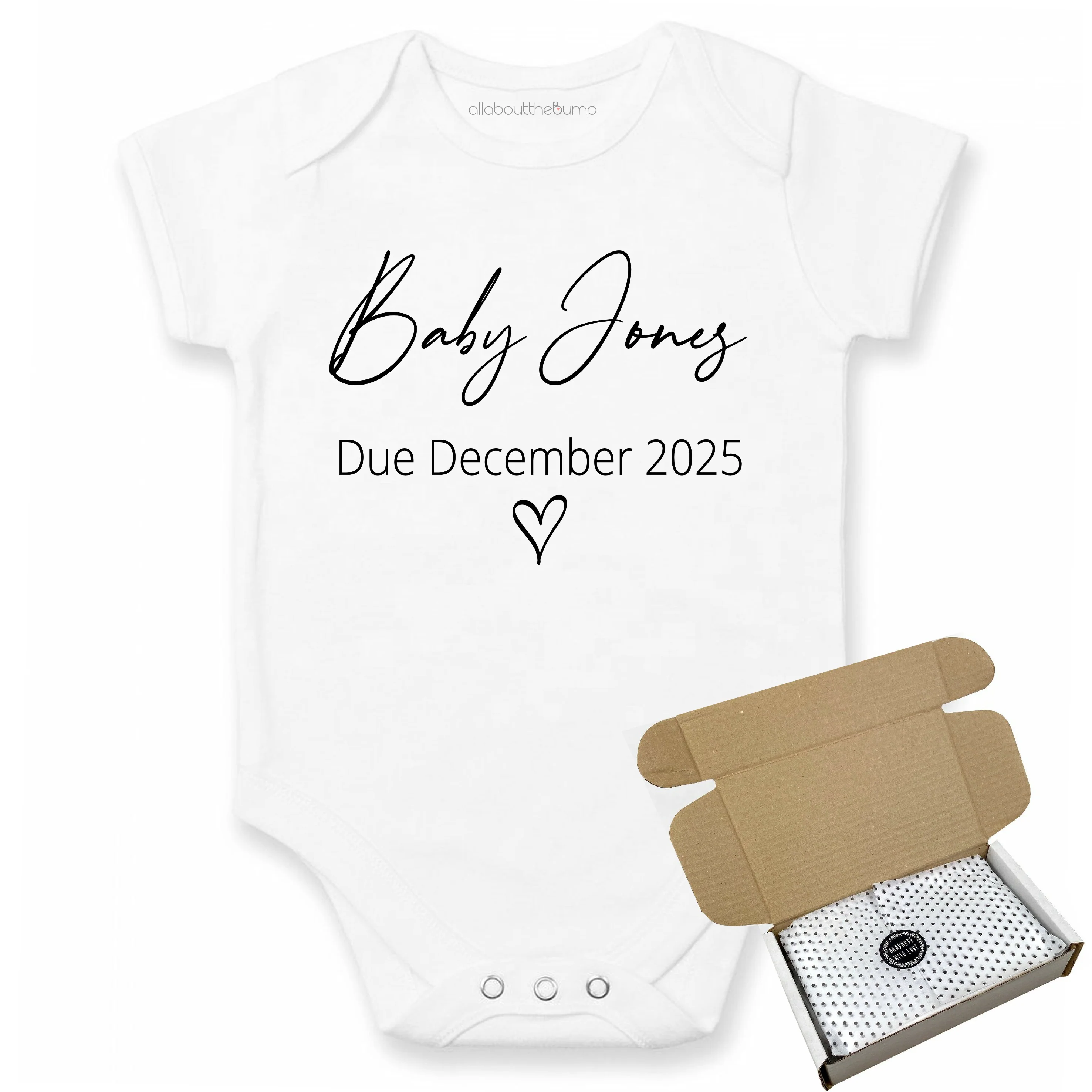 Personalised Script Baby Name Baby Announcement Vest - Image 3