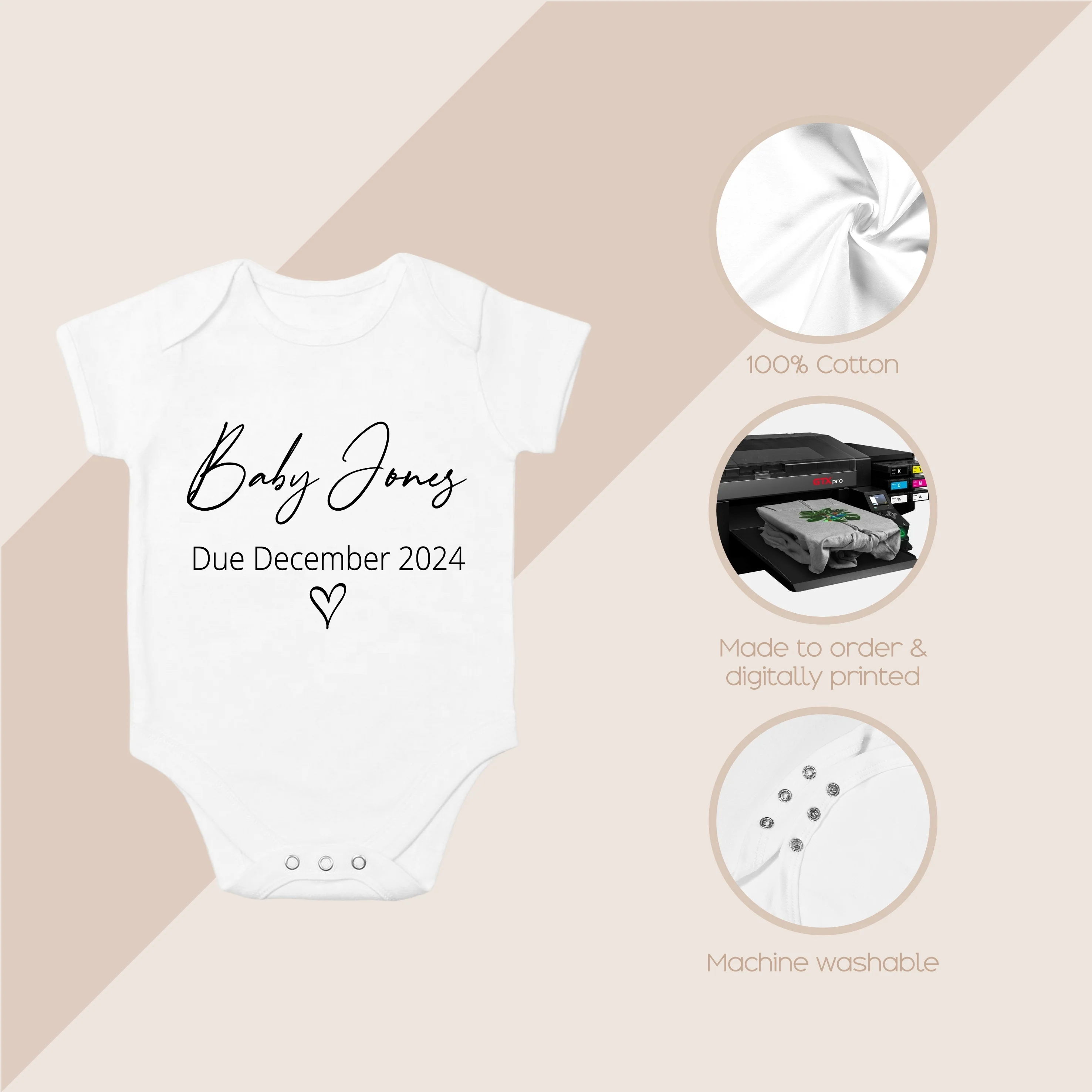Personalised Script Baby Name Baby Announcement Vest - Image 4