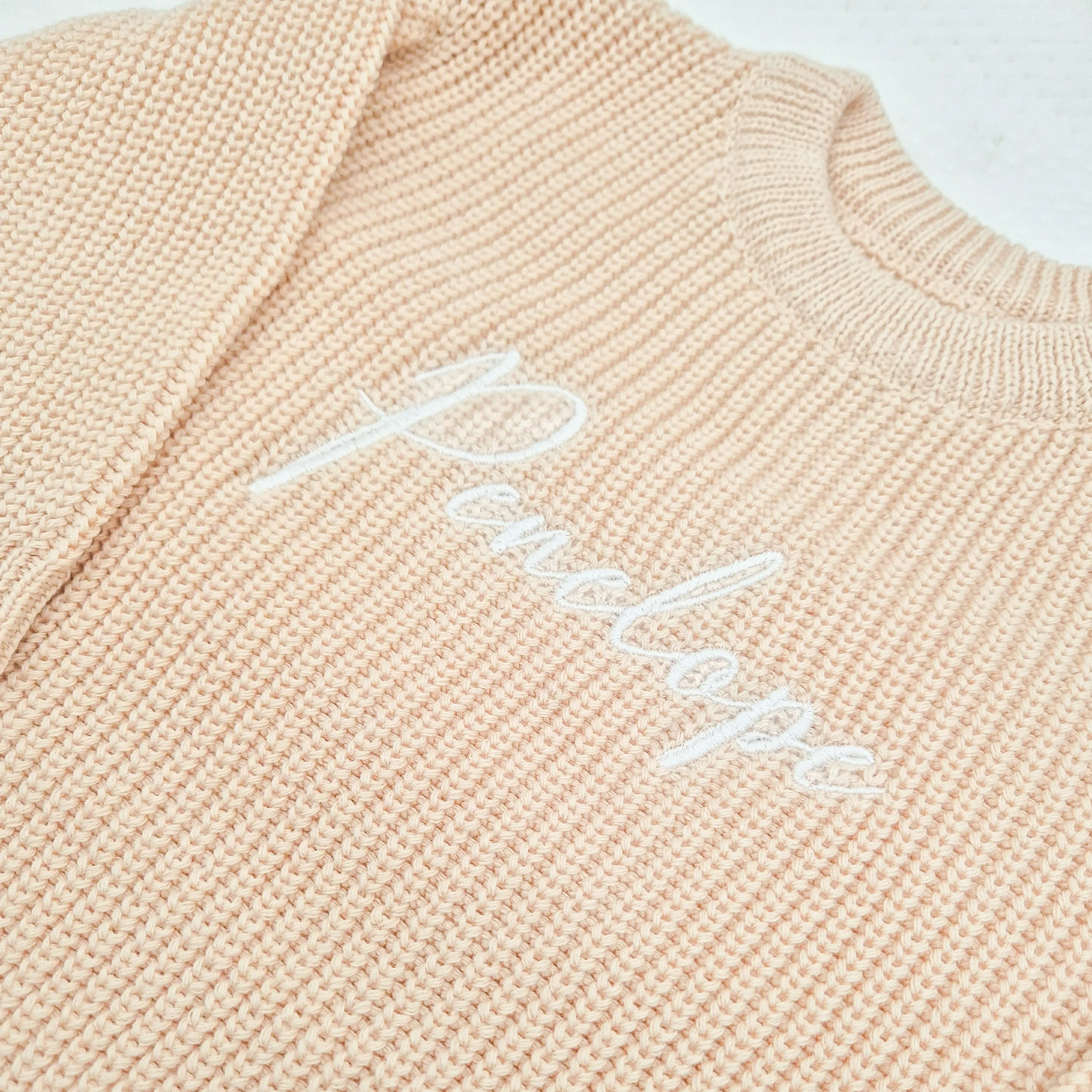 Personalised Script Name Embroidered Oversized Long Sleeve Knitted Romper - Image 5