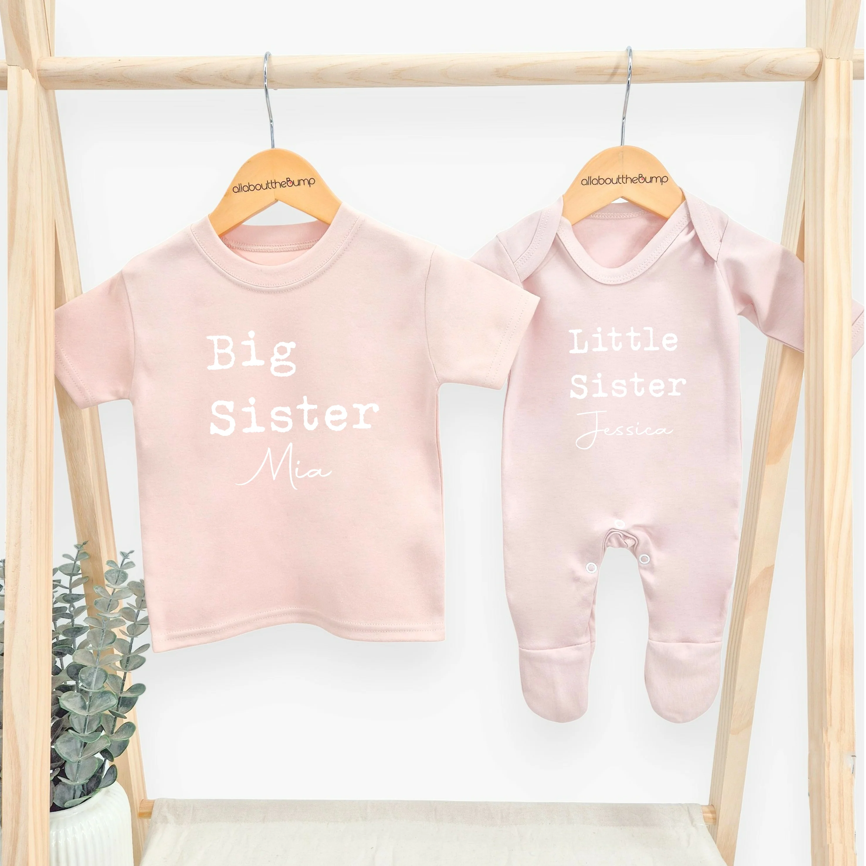 Personalised Sibling Matching Pink Babygrow/T-shirt - Image 2