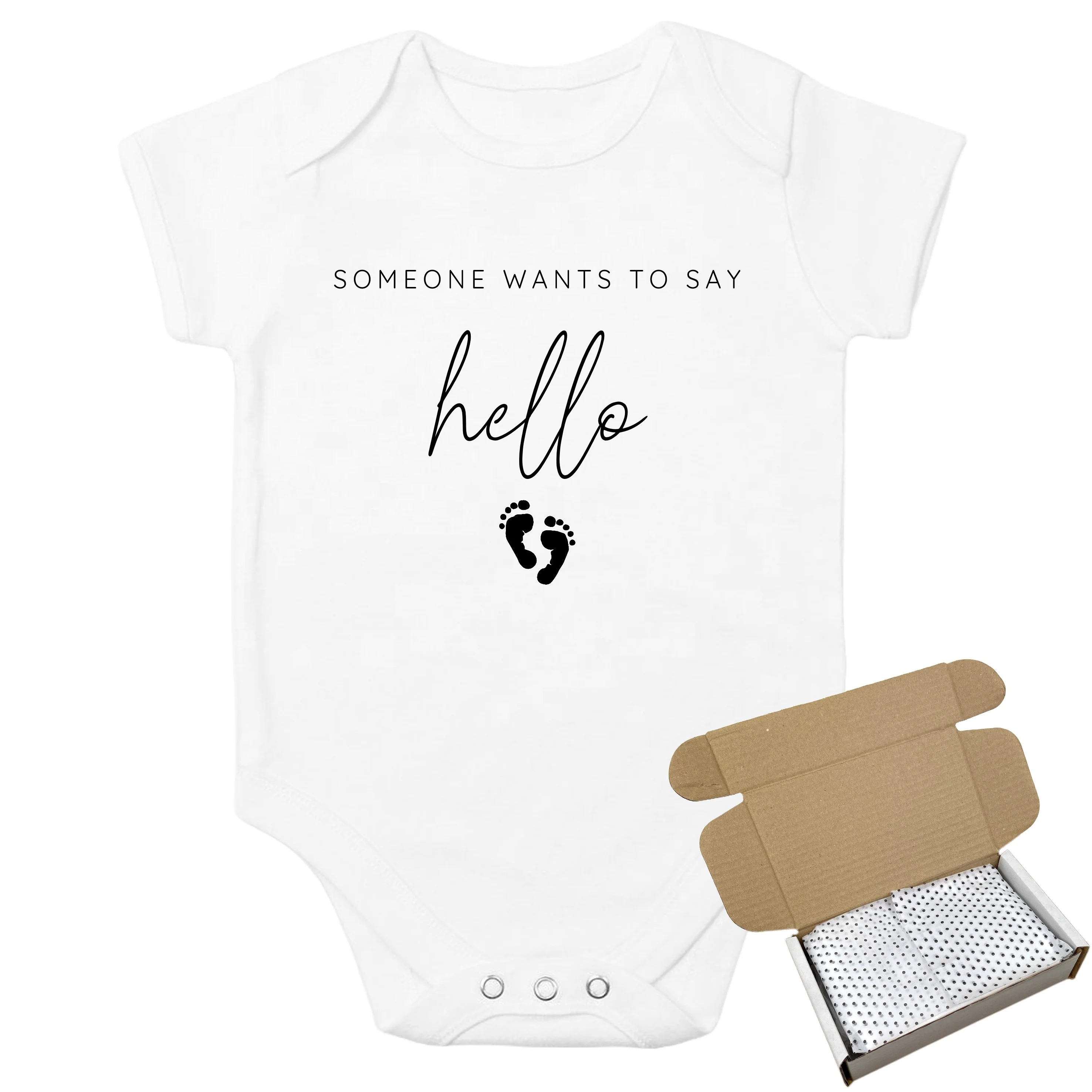 Personalised Someone Wants to Say Hello Baby Announcement Vest - Image 3