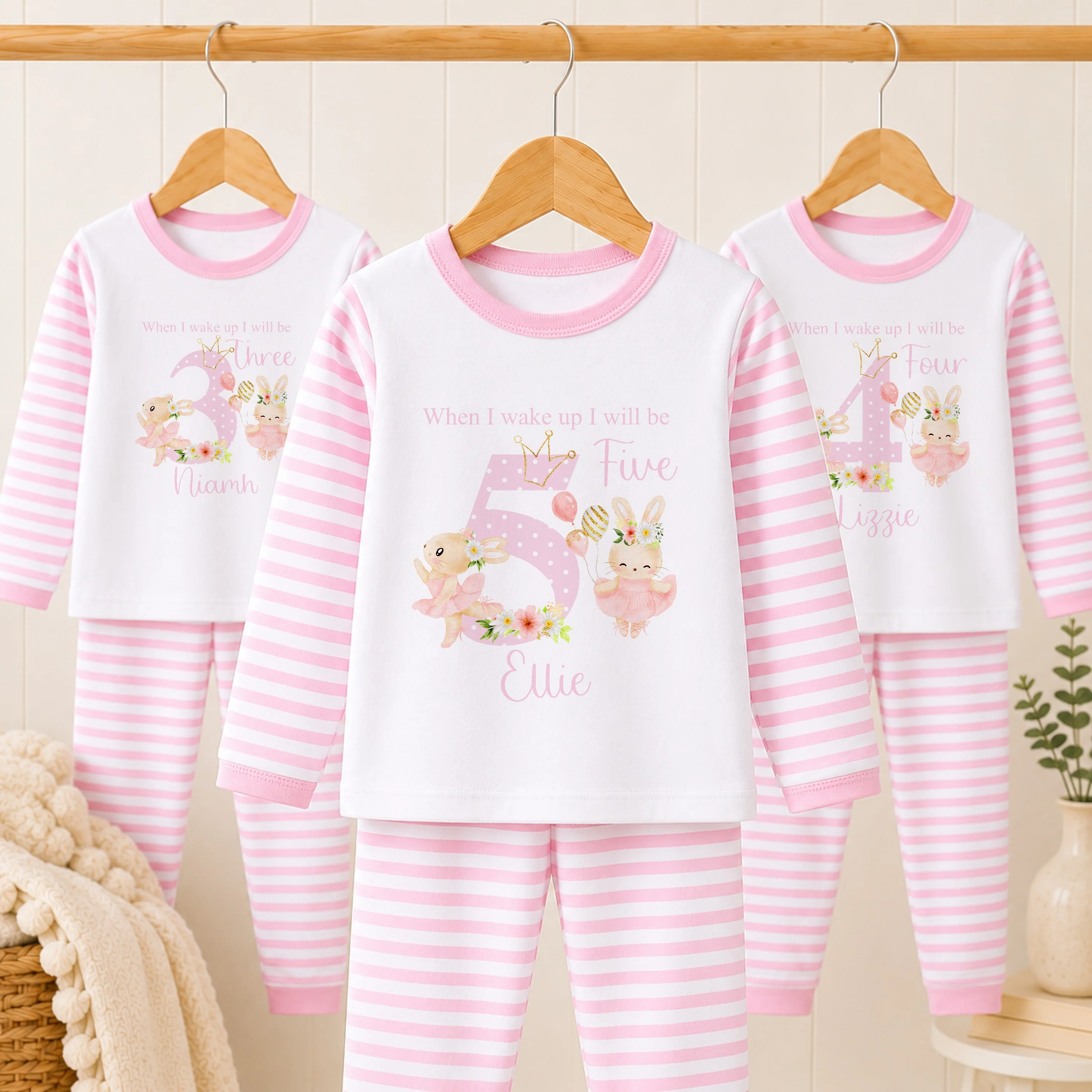 Personalised Spotty Ballerina Bunny Any Age Birthday Pyjamas - Image 2