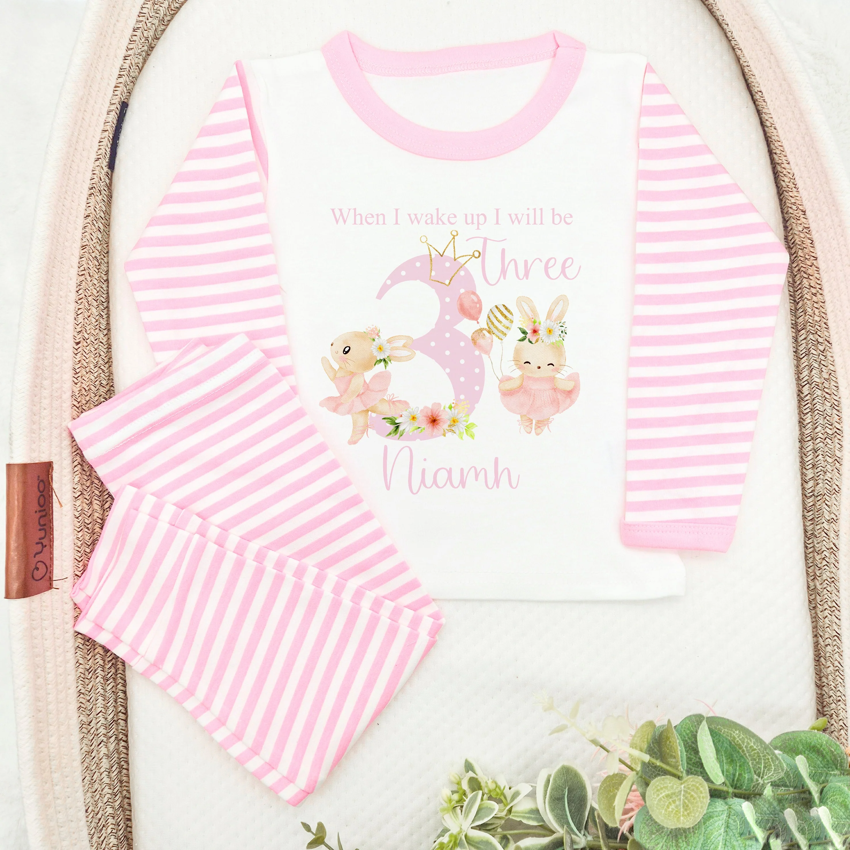 Personalised Spotty Ballerina Bunny Any Age Birthday Pyjamas - Image 4