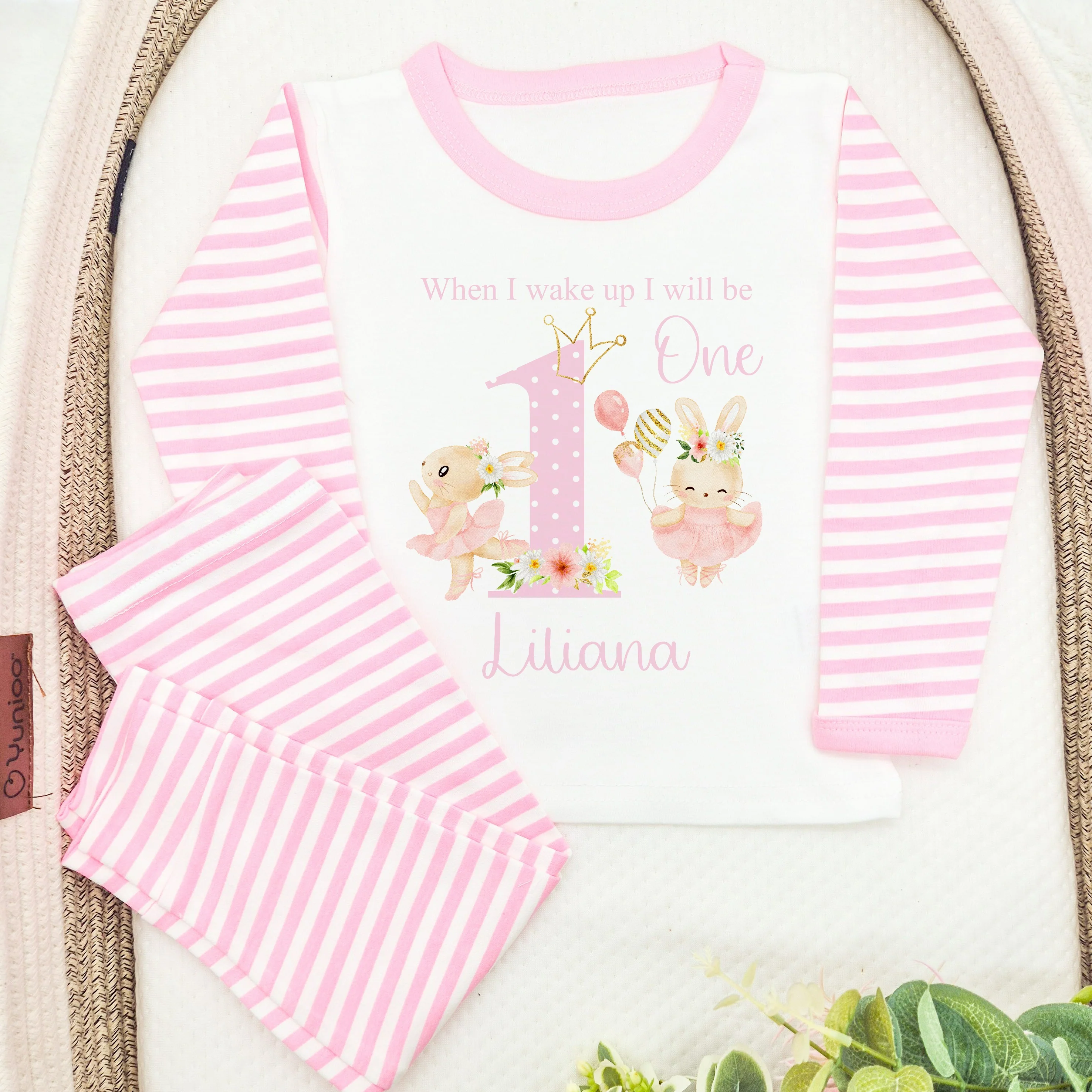 Personalised Spotty Ballerina Bunny Any Age Birthday Pyjamas - Image 5