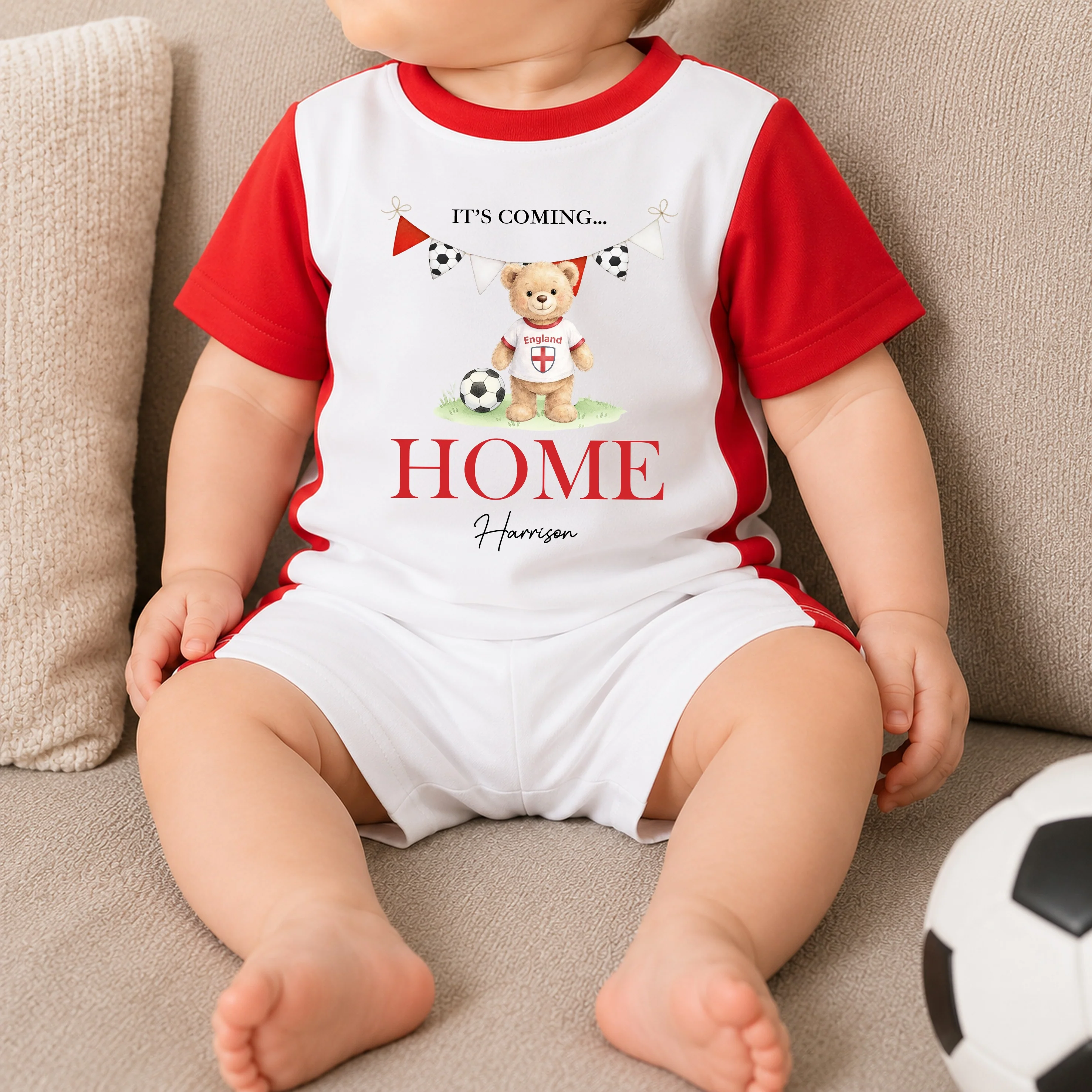 Personalised Teddy Bear It's Coming Home World Cup Kids Red Football Set