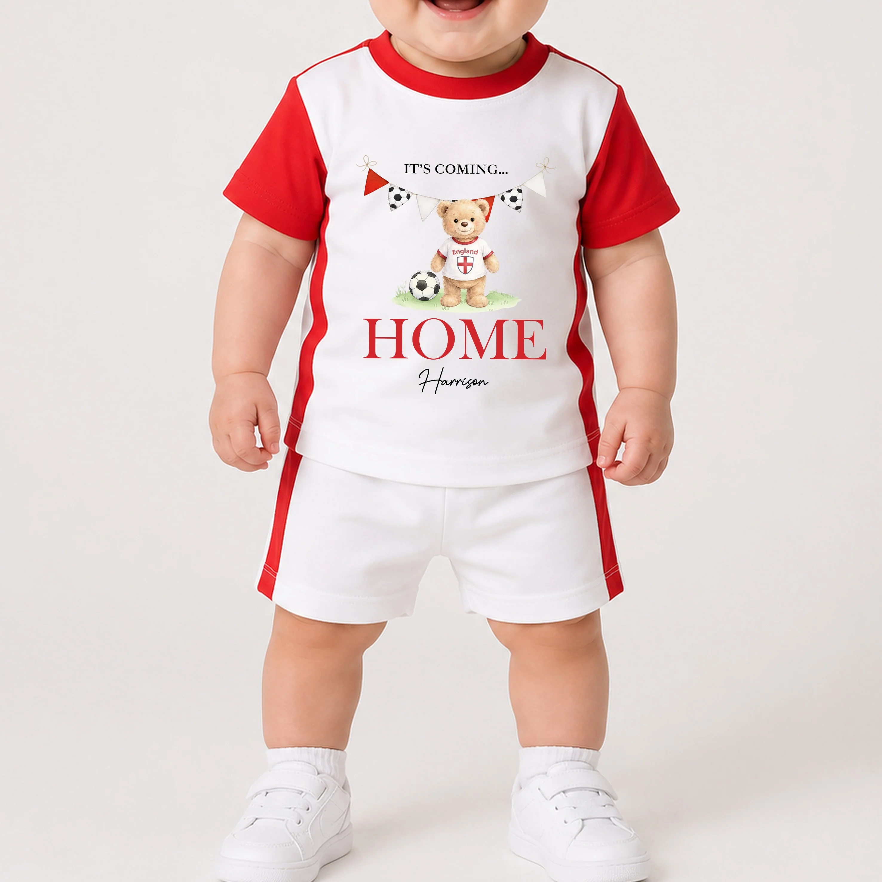 Personalised Teddy Bear It's Coming Home World Cup Kids Red Football Set - Image 2