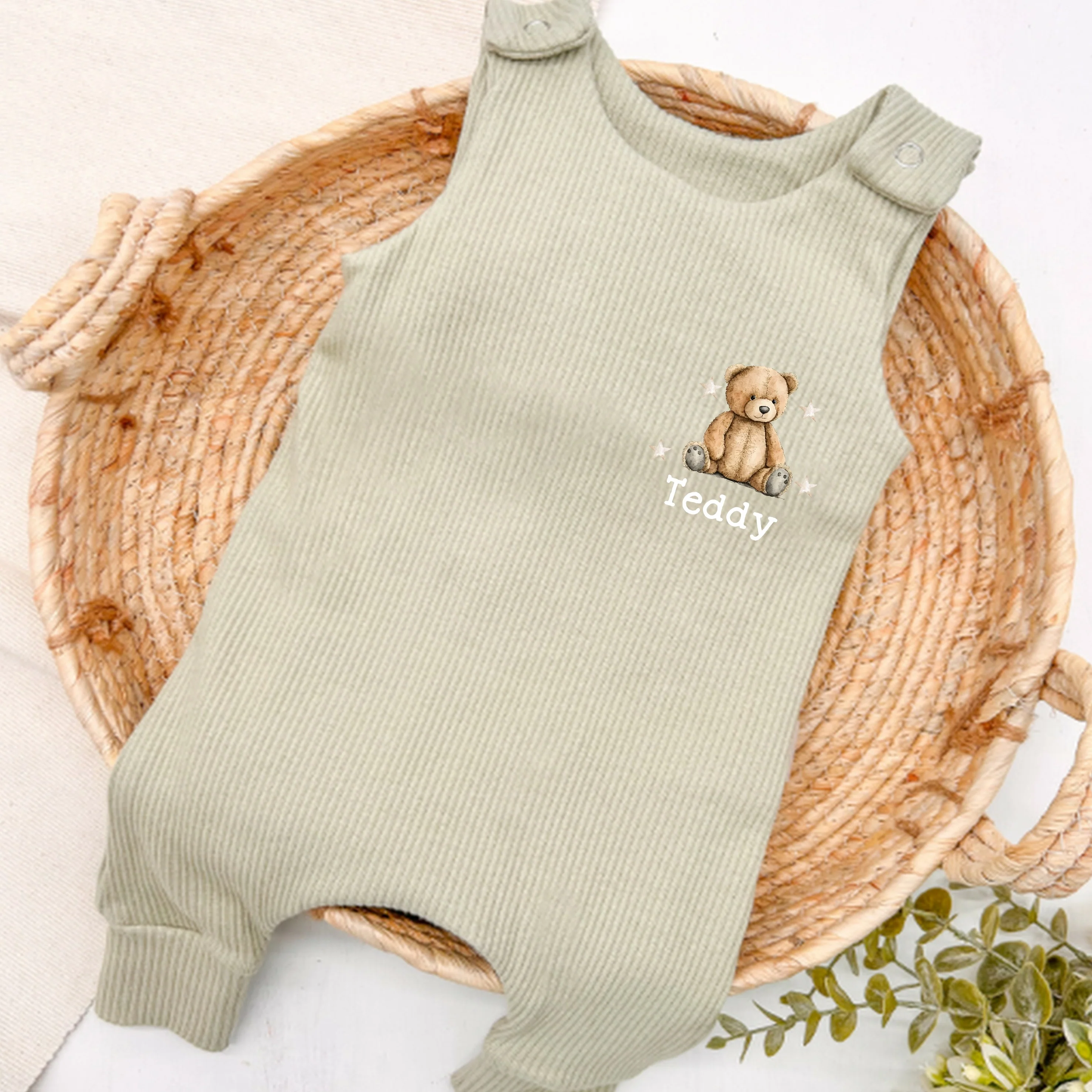 Personalised Teddy Bear Ribbed Dungarees - Image 4