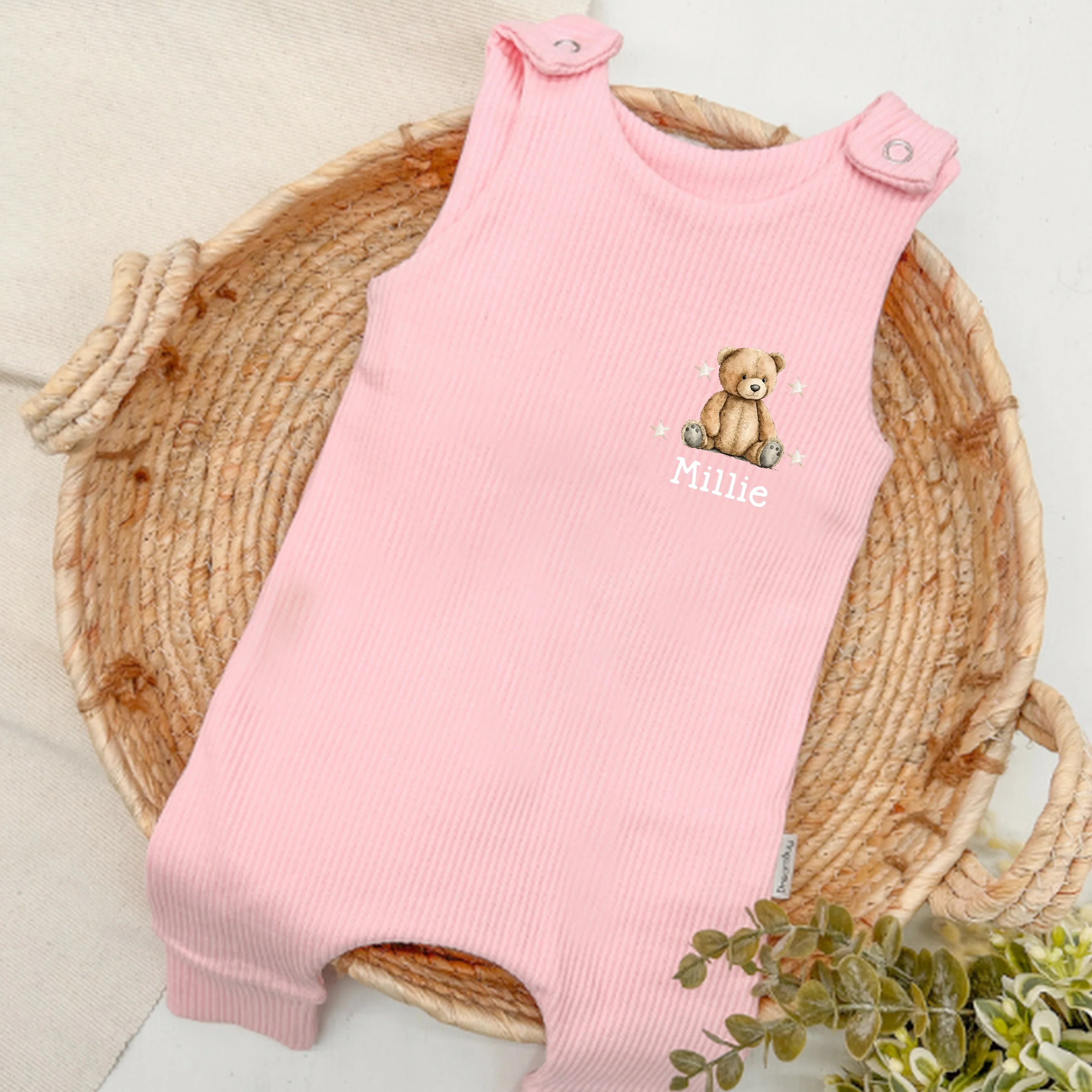 Personalised Teddy Bear Ribbed Dungarees - Image 5