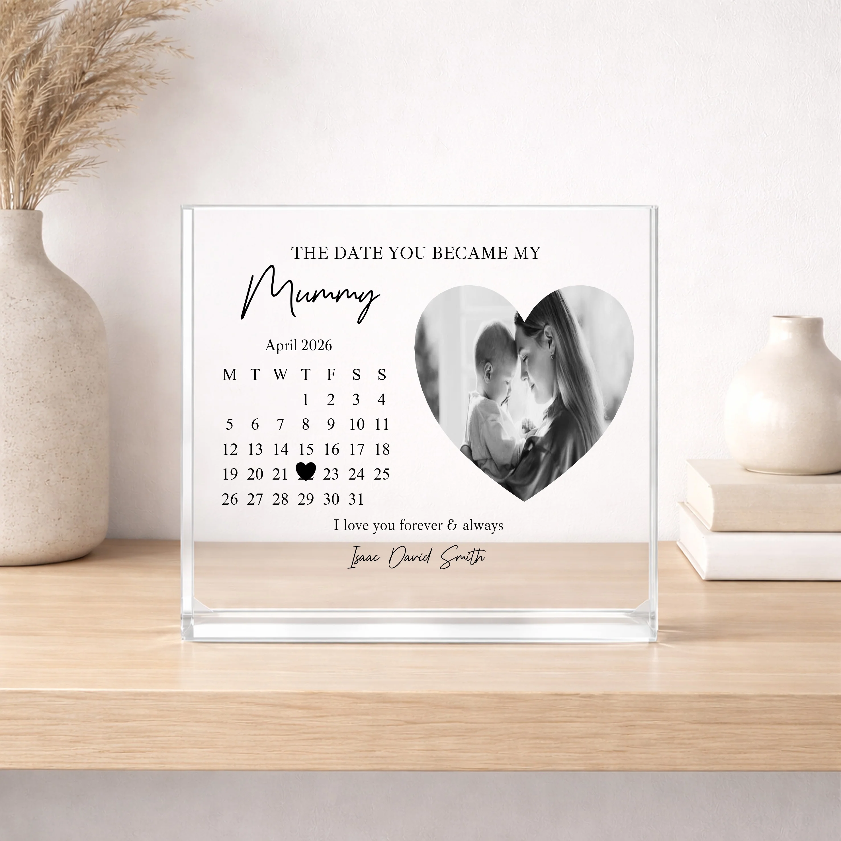 Personalised The Date You Became My Mummy Photo Acrylic Block - Image 2