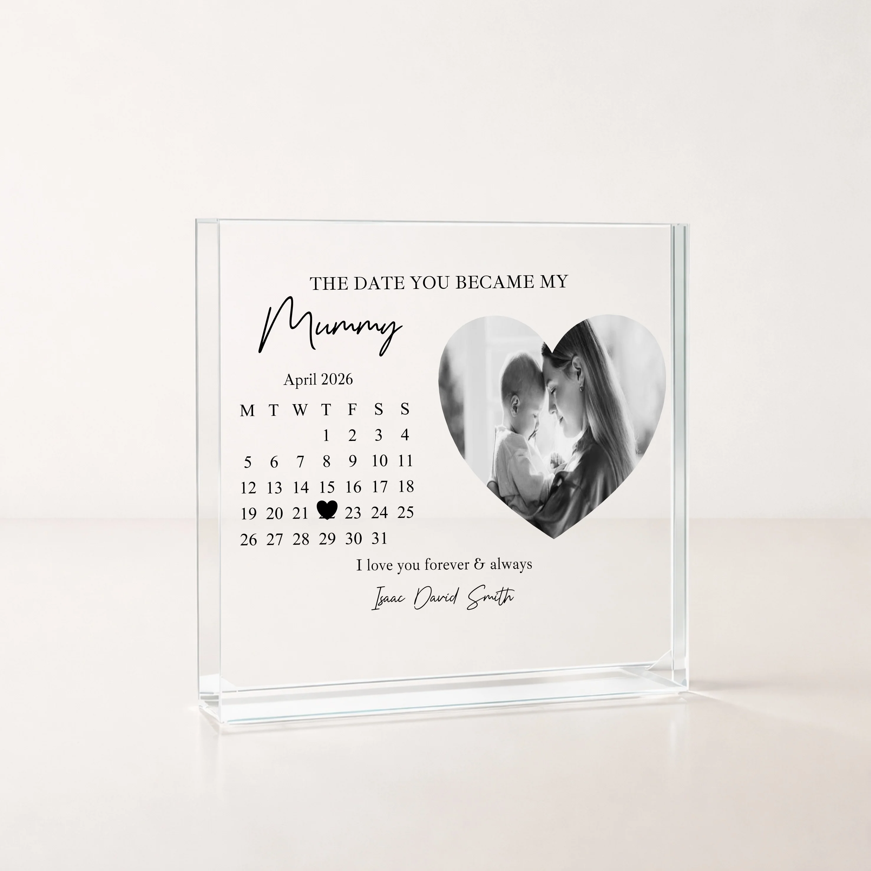 Personalised The Date You Became My Mummy Photo Acrylic Block - Image 3