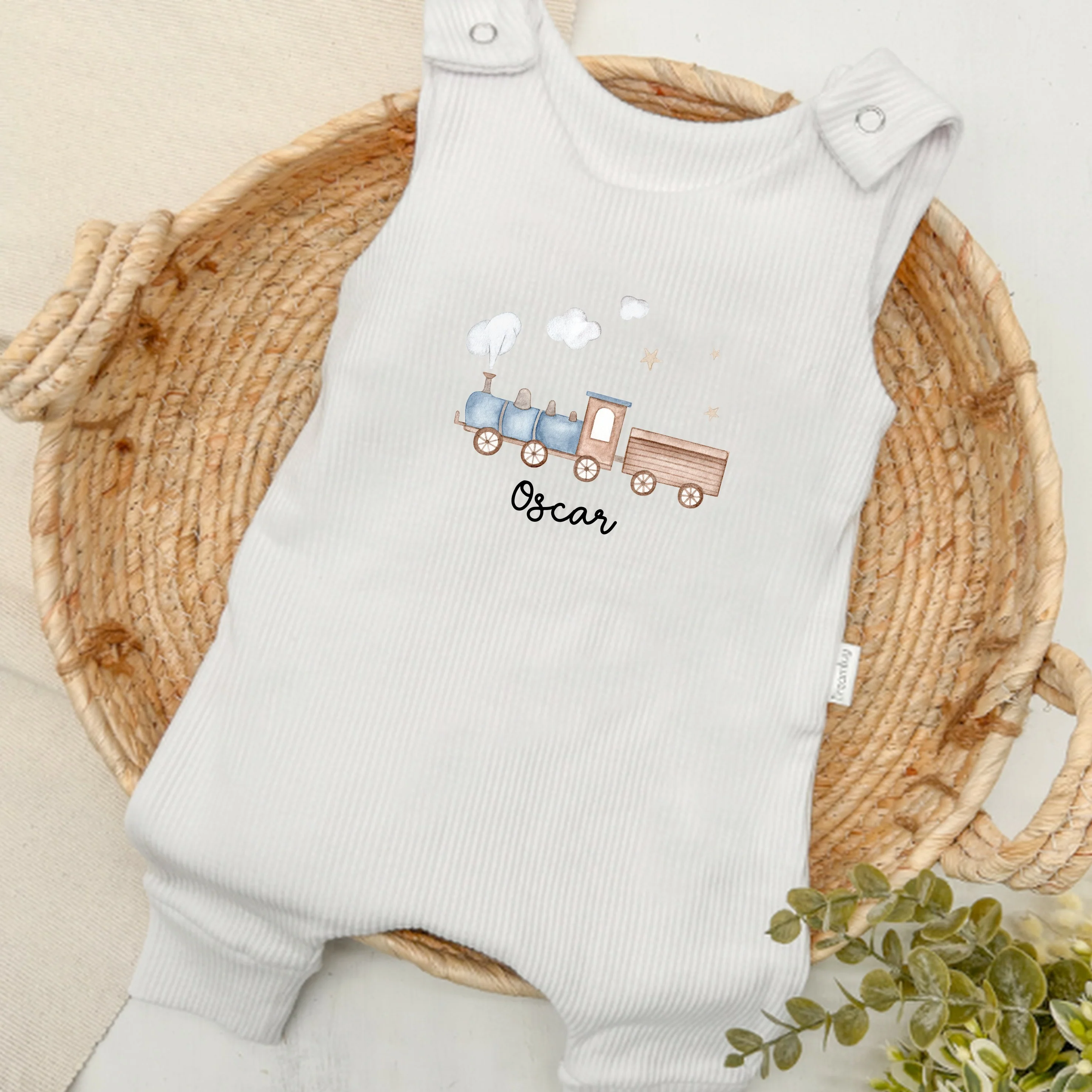 Personalised Train Ribbed Dungarees - Image 5