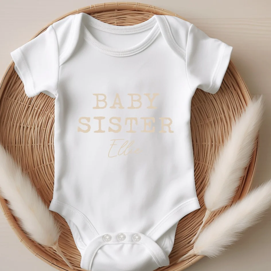 Personalised Unisex Beige Sibling Matching T-shirt/Vest/Bib - Image 3