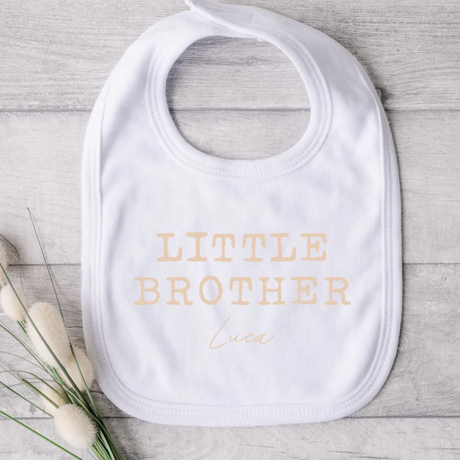 Personalised Unisex Beige Sibling Matching T-shirt/Vest/Bib - Image 4