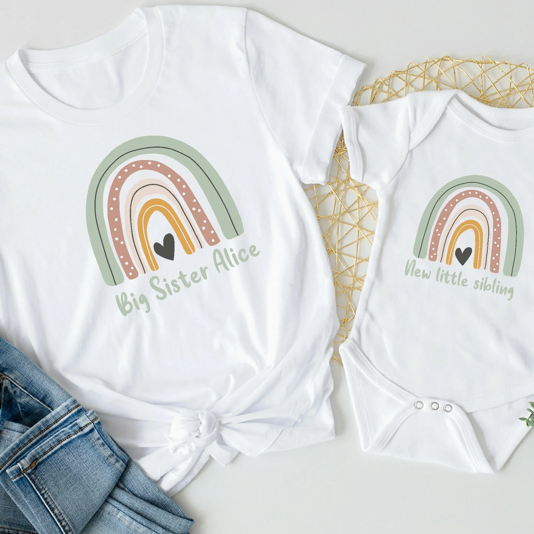 Personalised Unisex Rainbow Sibling Matching Outfits - Image 2