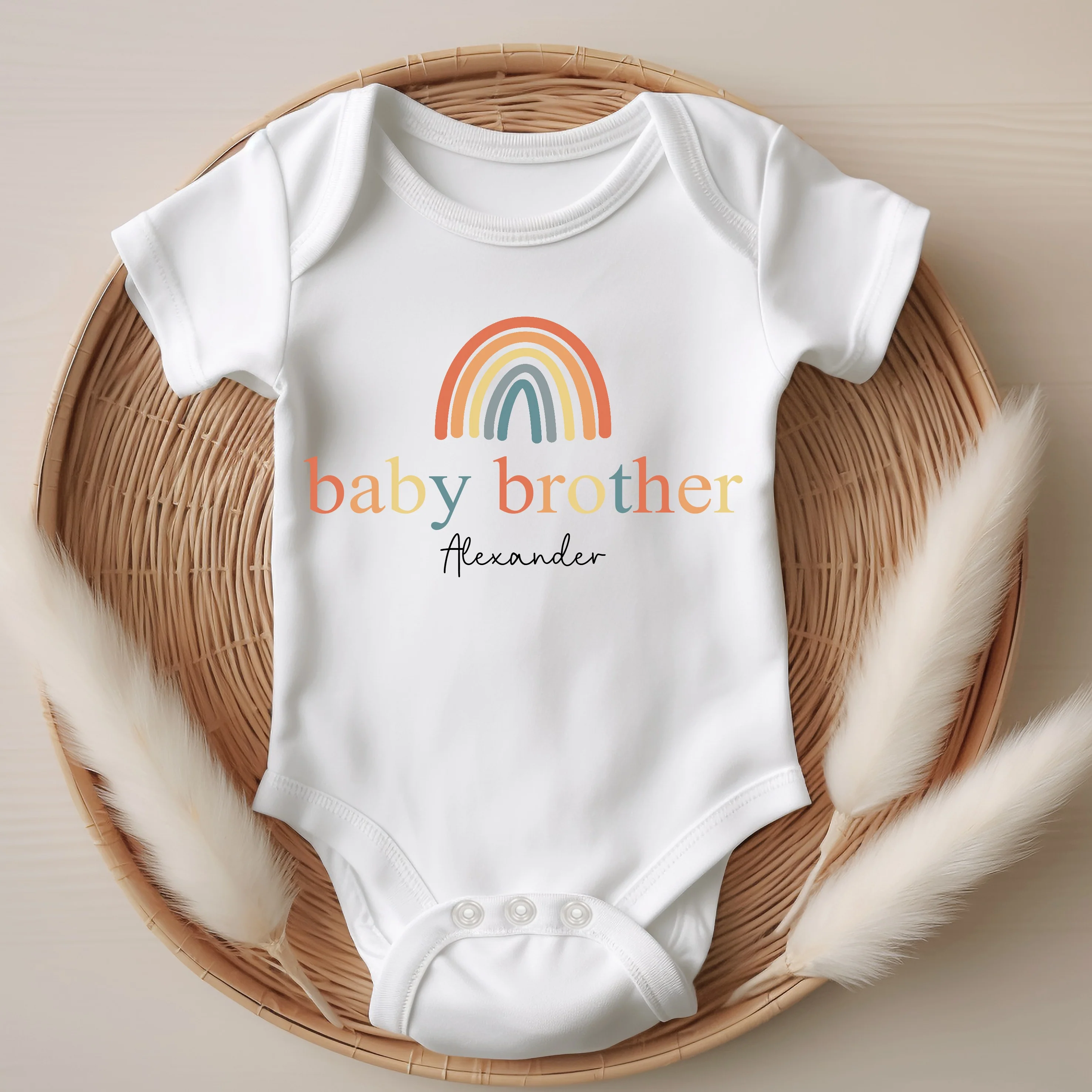 Personalised Unisex Rainbow Sibling Matching T-shirt/Vest/Bib - Image 3