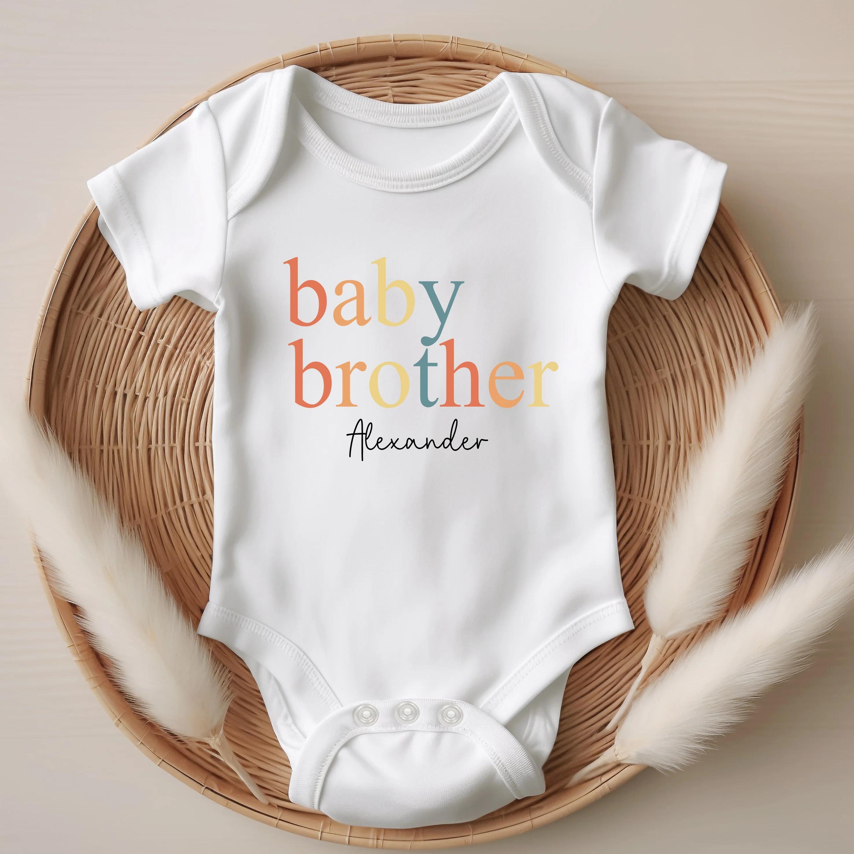 Personalised Unisex Rainbow Sibling Matching T-shirt/Vest/Bib - Image 3