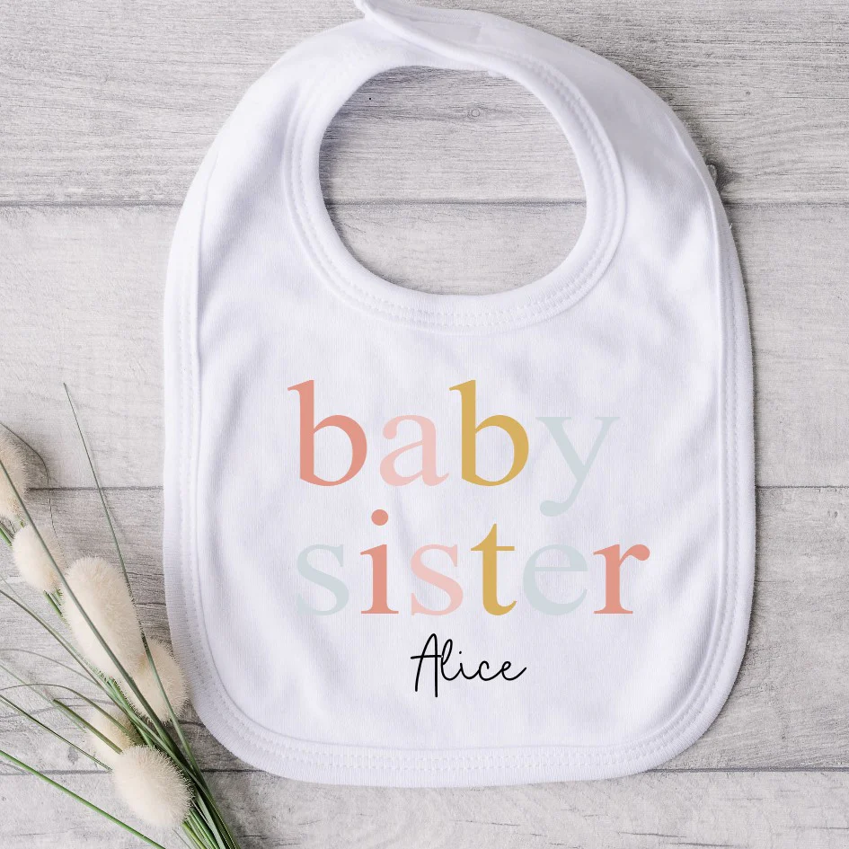 Personalised Unisex Sibling Matching Peach T-shirt/Vest/Bib - Image 4