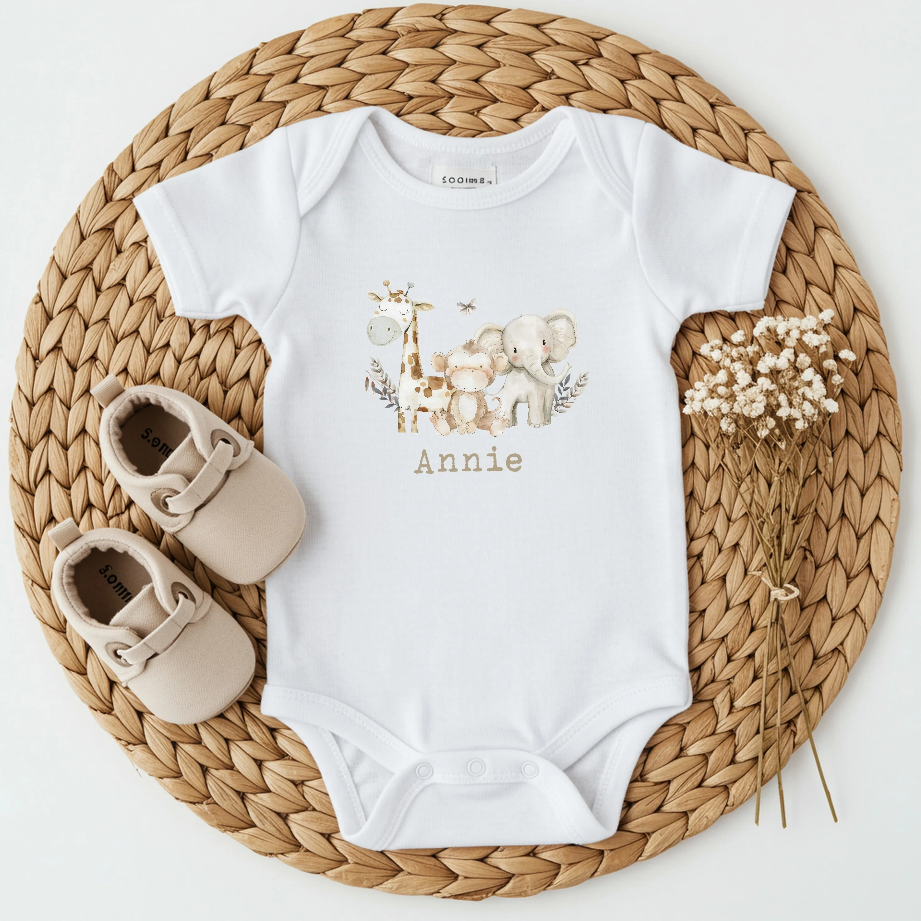 Personalised Water Colour Animals Babygrow/Vest/Bib - Image 3