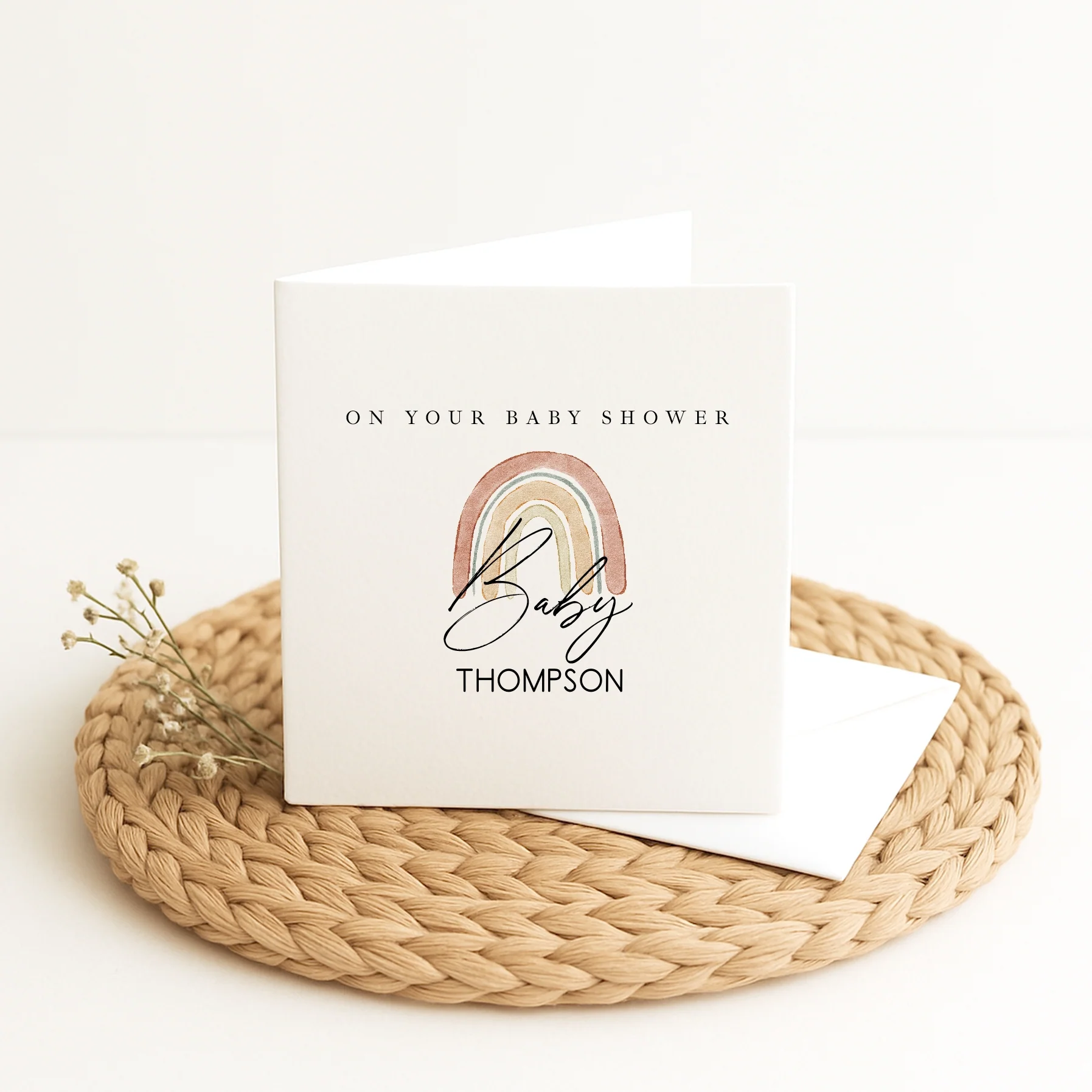 Personalised Water Colour Rainbow Baby Shower Card - Image 3