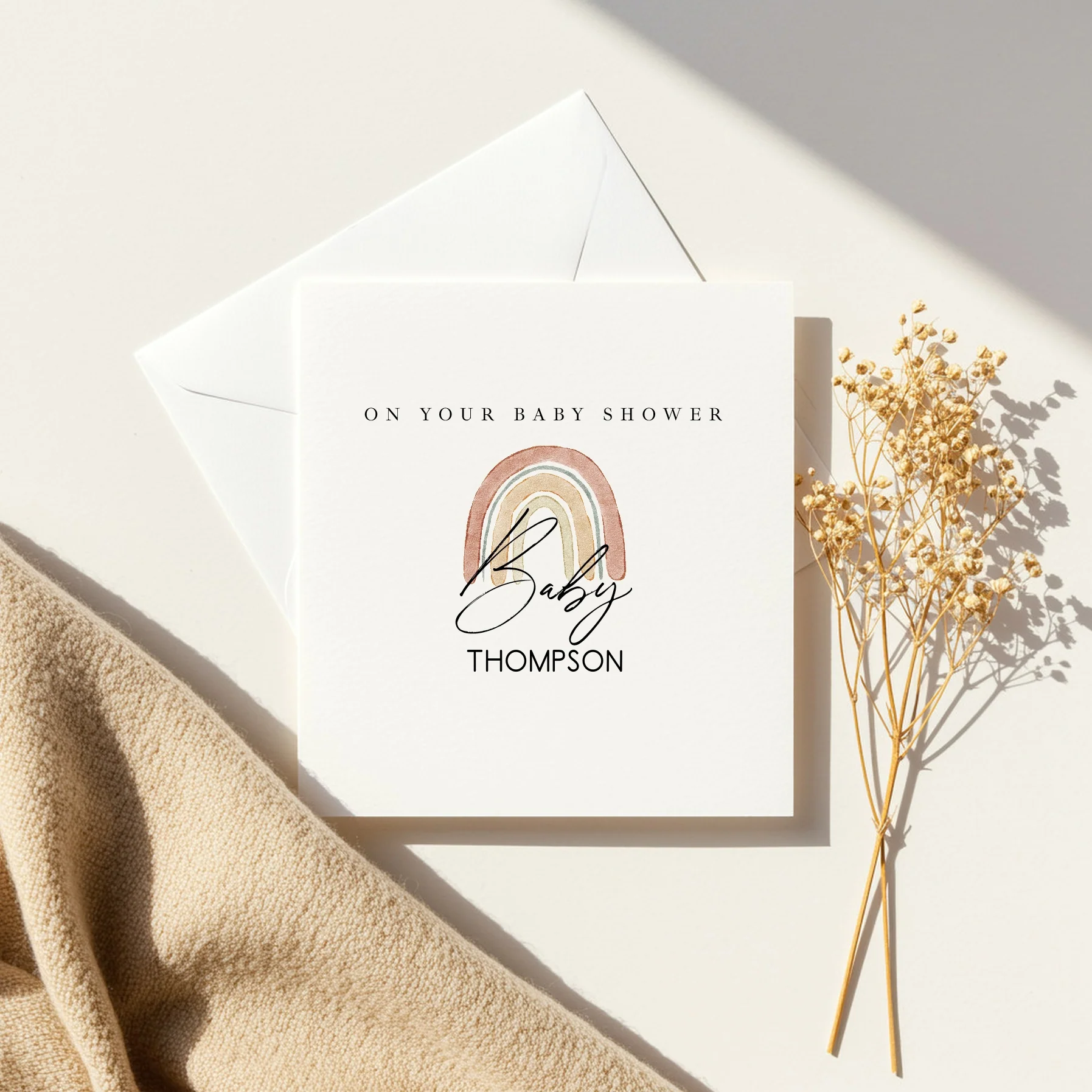 Personalised Water Colour Rainbow Baby Shower Card - Image 5