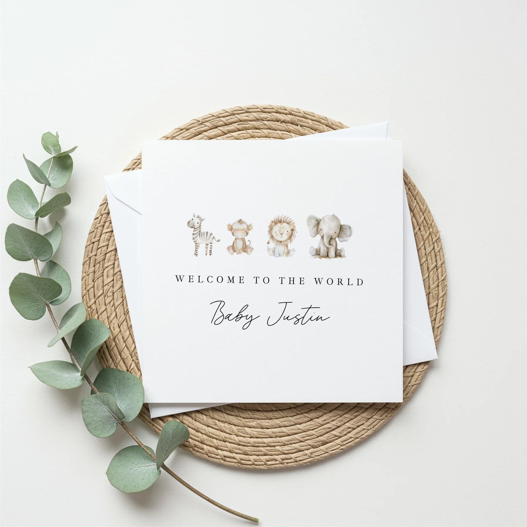Personalised Water Colour Safari Baby Shower Card - Image 3