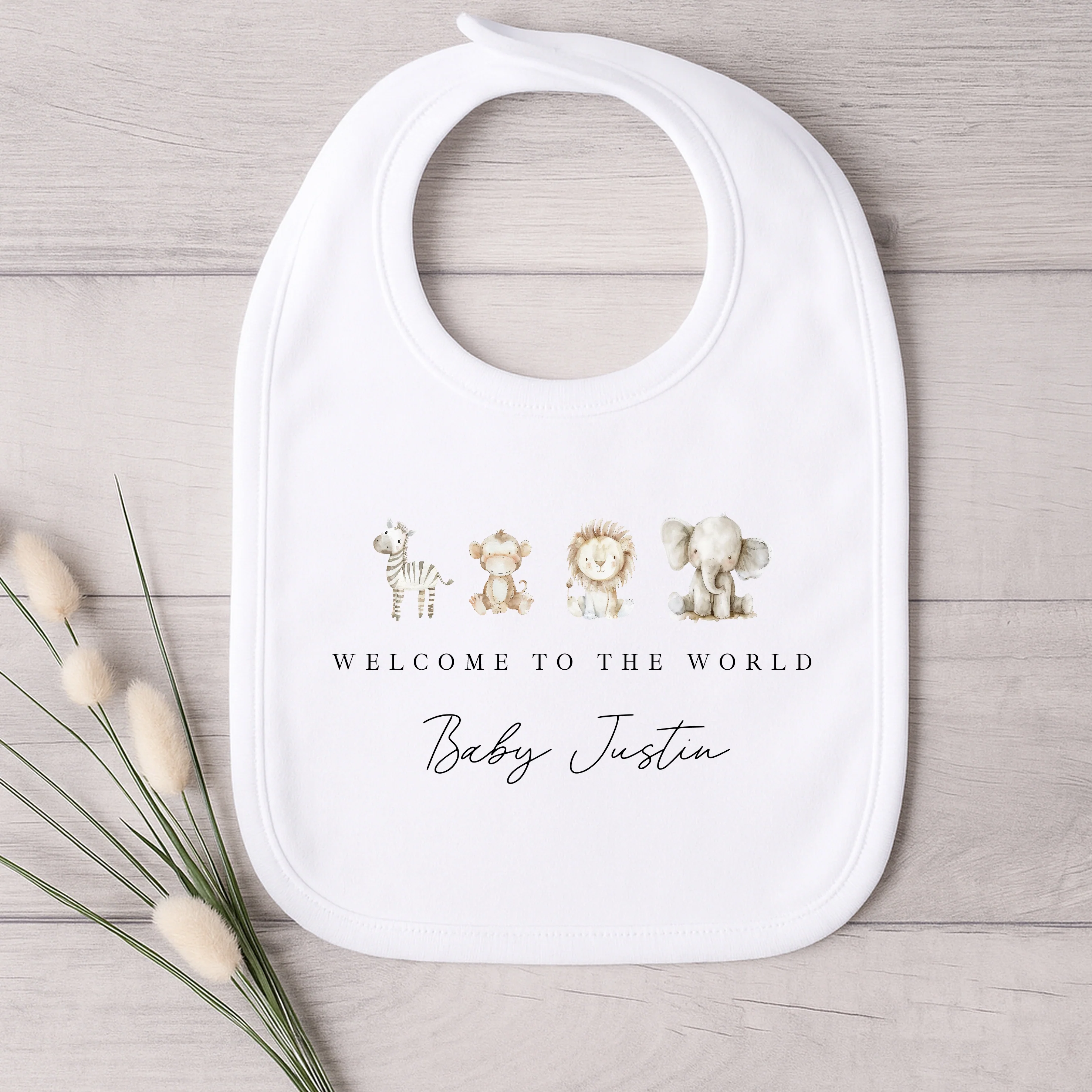 Personalised Water Colour Safari Babygrow/Vest/Bib - Image 2
