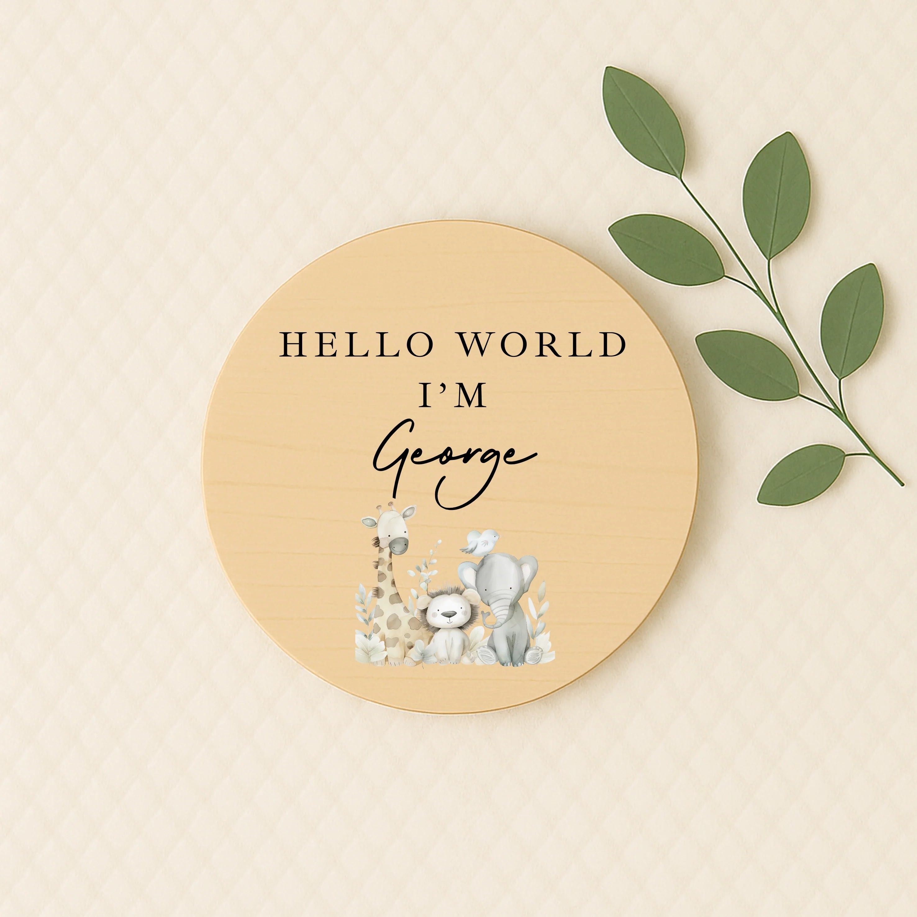 Personalised Water Colour Safari Wooden Announcement Plaque - Image 3